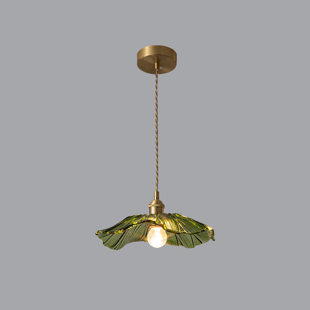 Arisha Suspension Dôme Vintage, Cuivre/Verre, Transparent/Vert, Chambre à Coucher/Salon