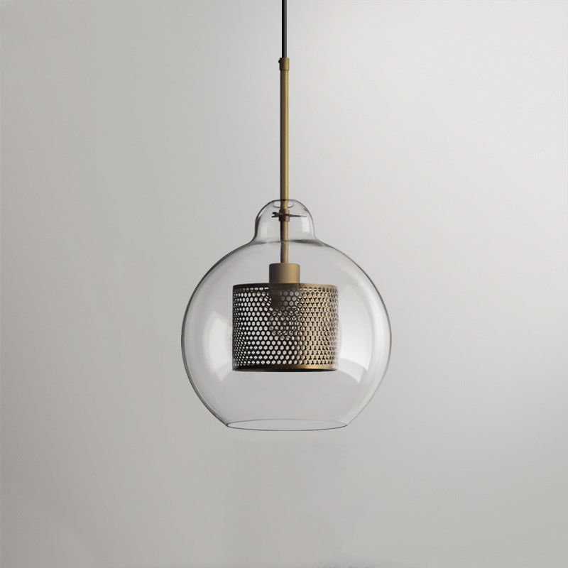 Kristy Suspension Globe/Cylindre Moderne, Métal/Verre, Doré/Argent, Salon