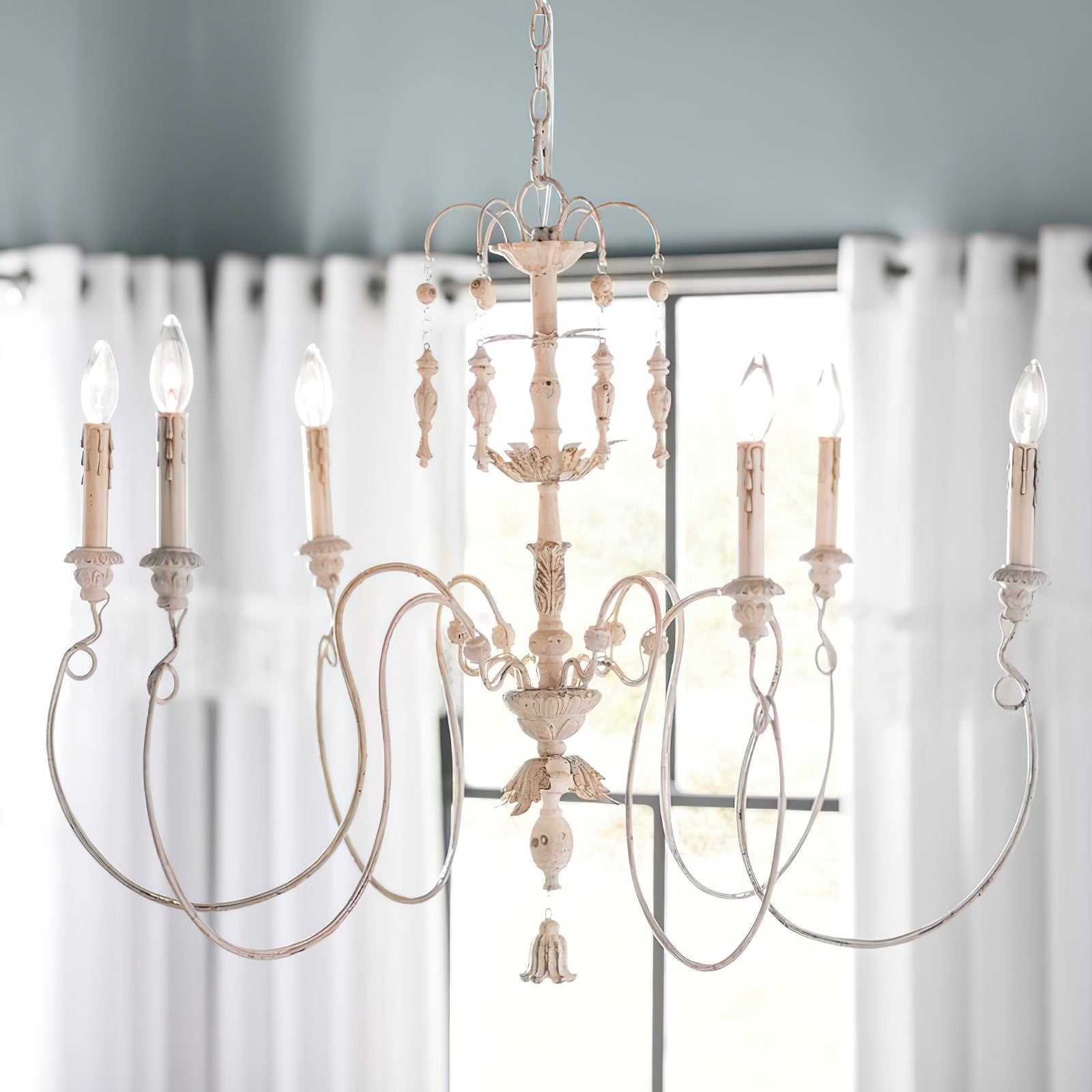 Viphaor Vintage Industrial Wood Metal Chandelier - Lamp Copper