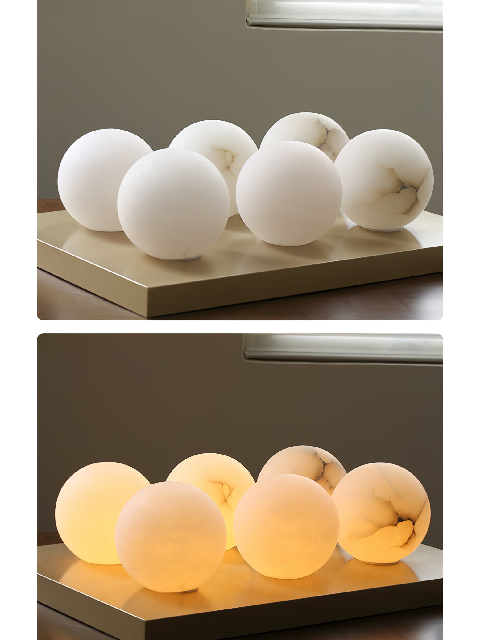 Uphaara Modern Minimalist Alabaster Pendant Light - Lamp Copper