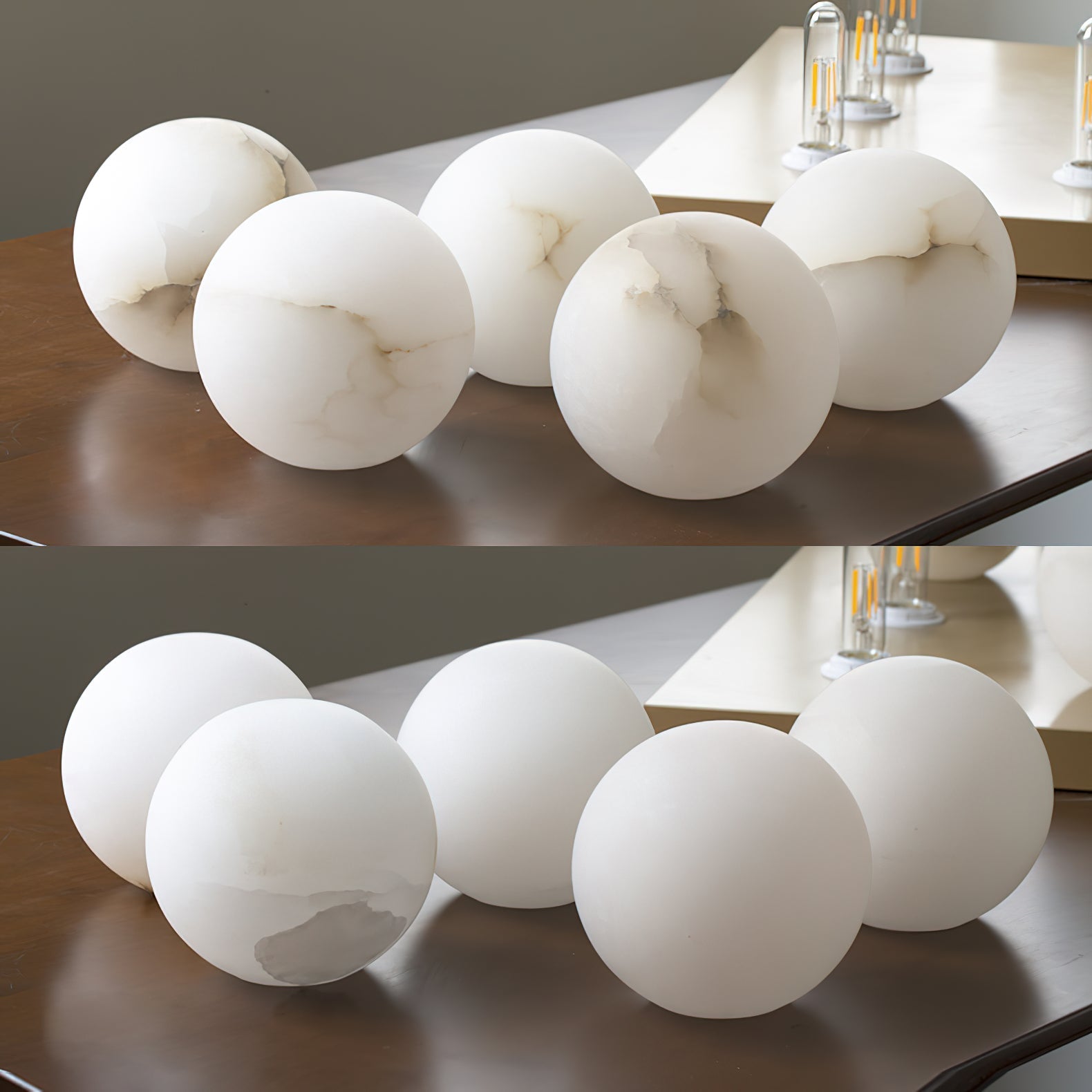Uphaara Modern Minimalist Alabaster Pendant Light - Lamp Copper