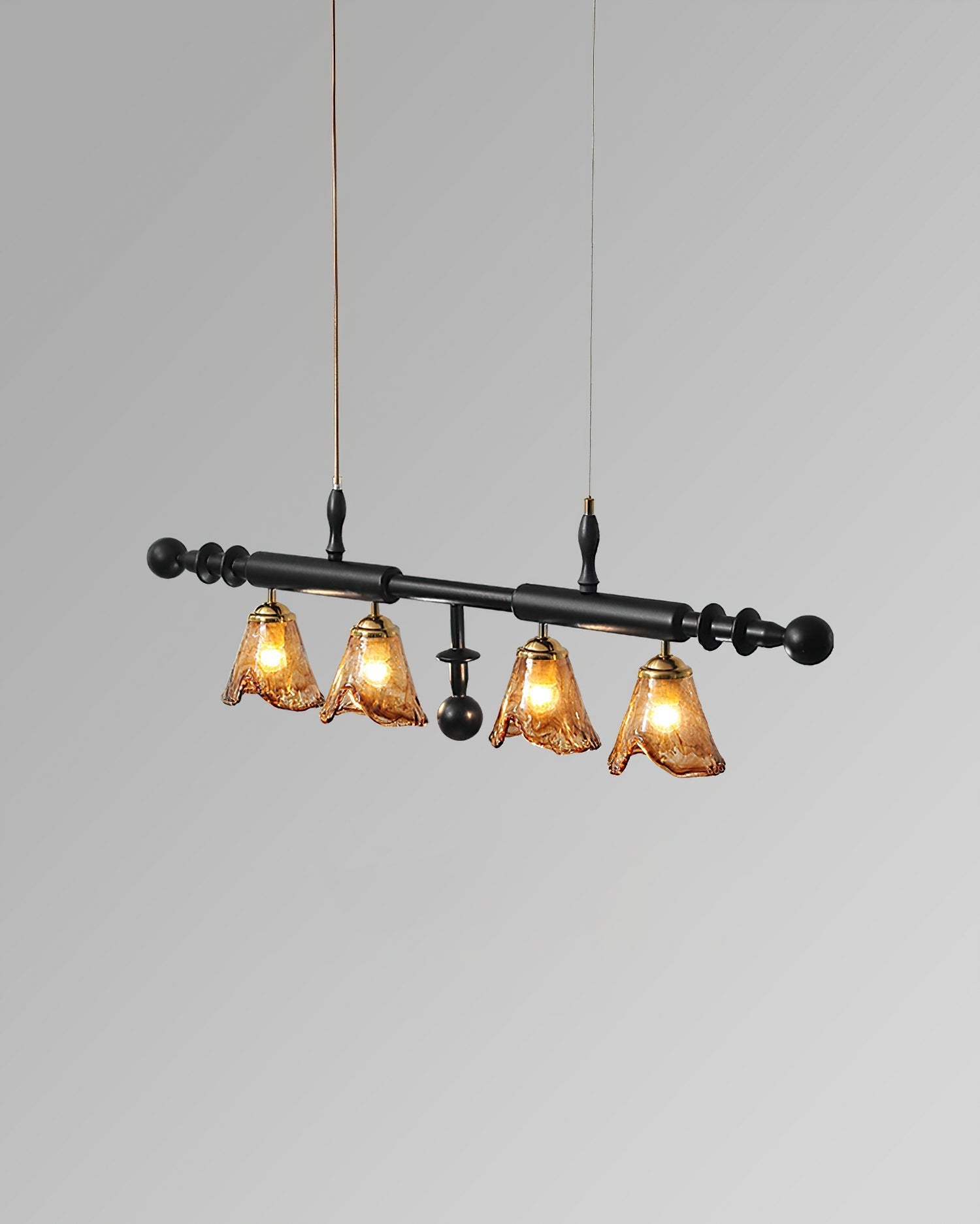 Savoy Chandelier Glass Textured Shades Black Frame - Letslighting