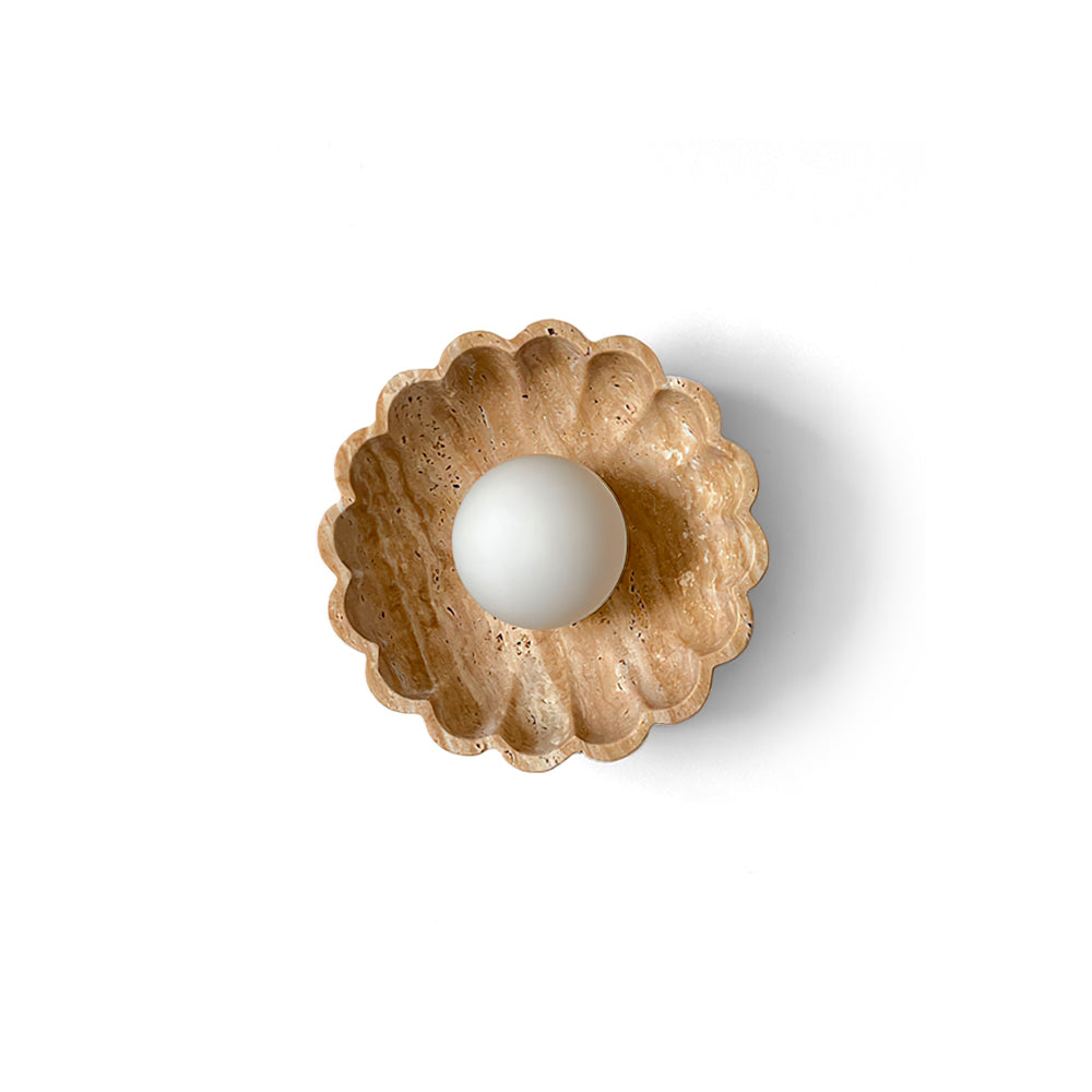 Ritta Wall Lamp Scalloped Travertine Shell - Letslighting