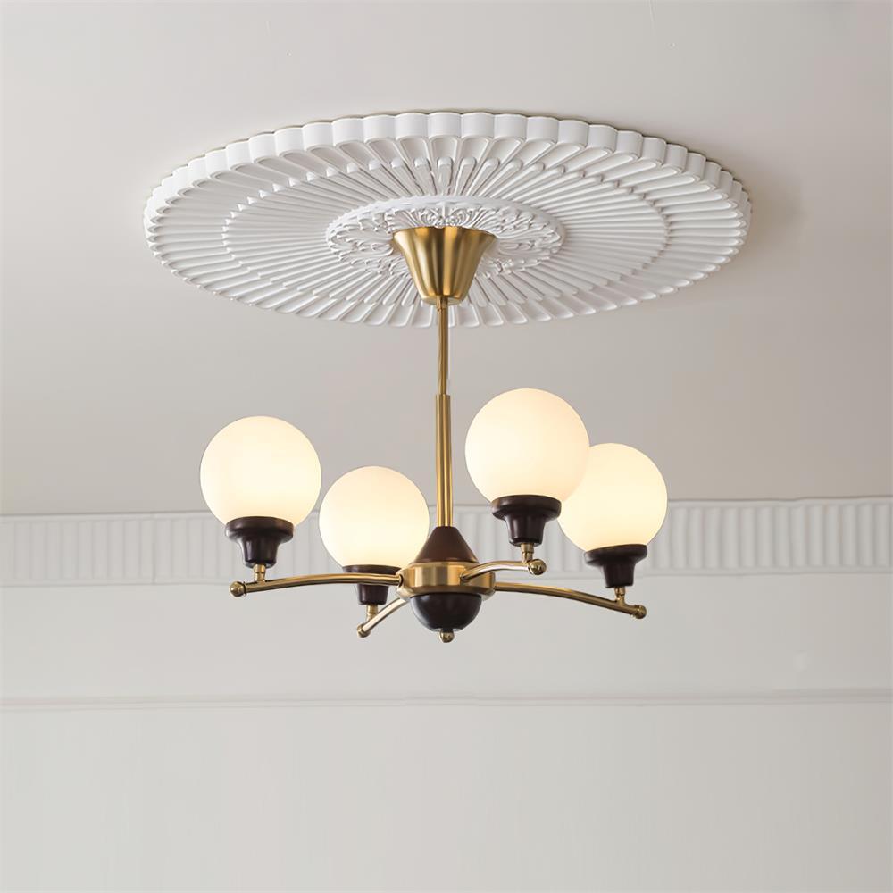 Sciolari Chandelier Walnut Wood Curved Arms - Letslighting