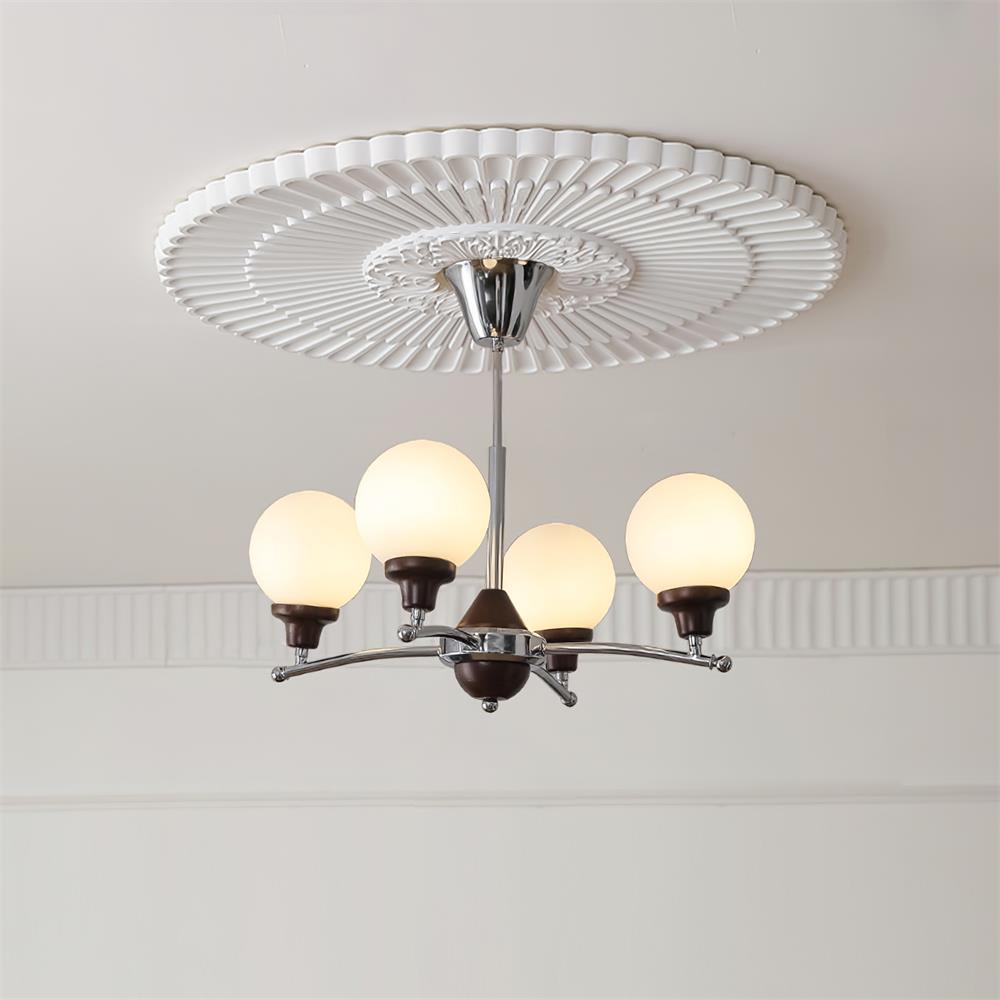Sciolari Chandelier Walnut Wood Curved Arms - Letslighting
