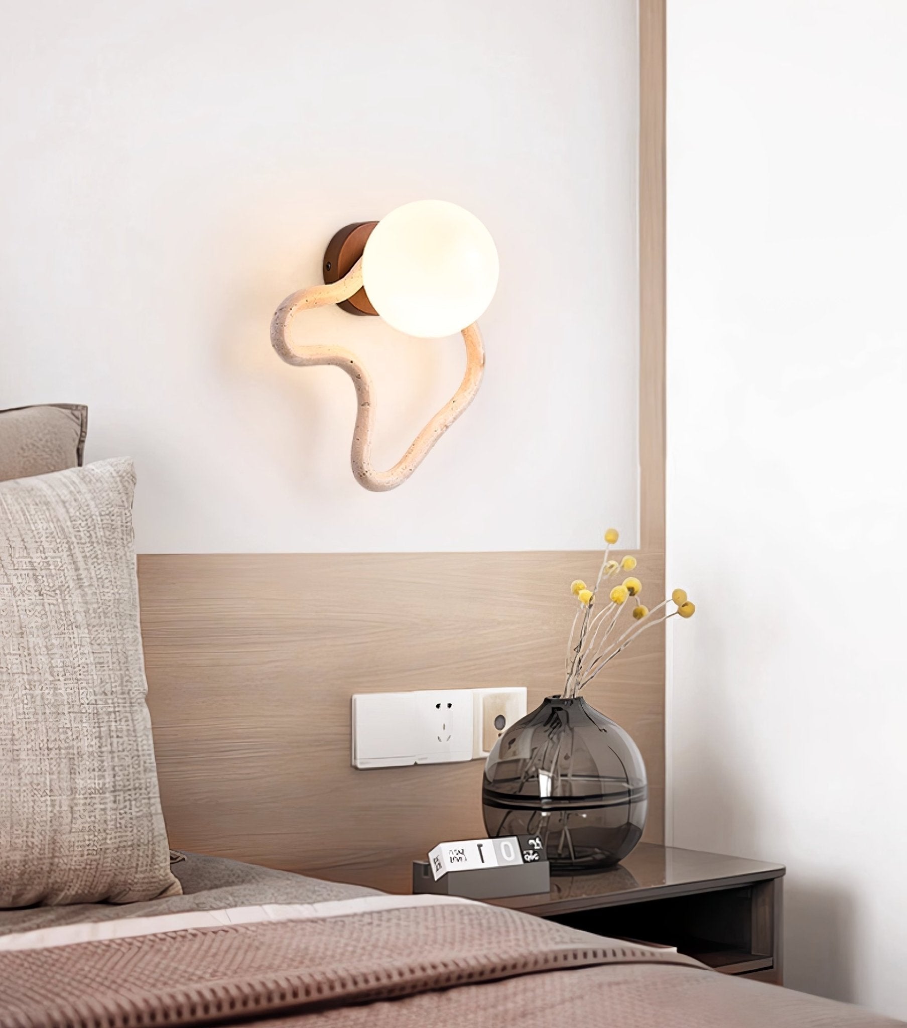 Serpentine Moderne Minimaliste Travertin Applique Murale