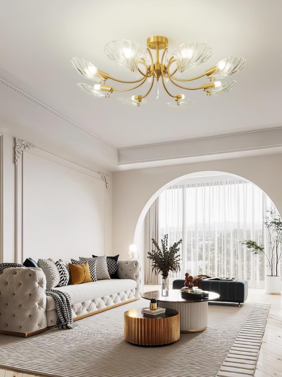Lumara Petal Glass Brass Chandelier - Blowlighting