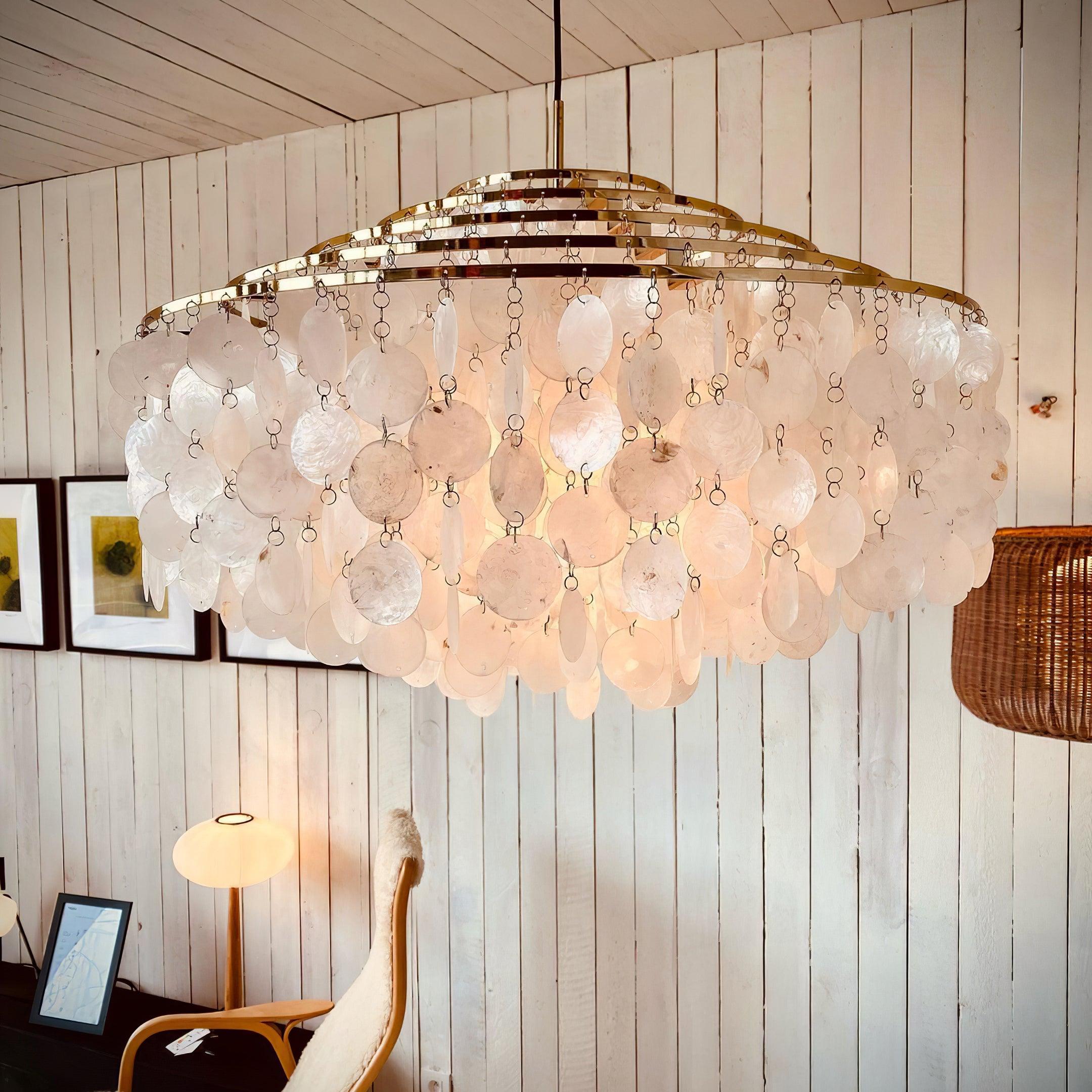 Elios Elegant Capiz Shell Chandelier - Letslighting