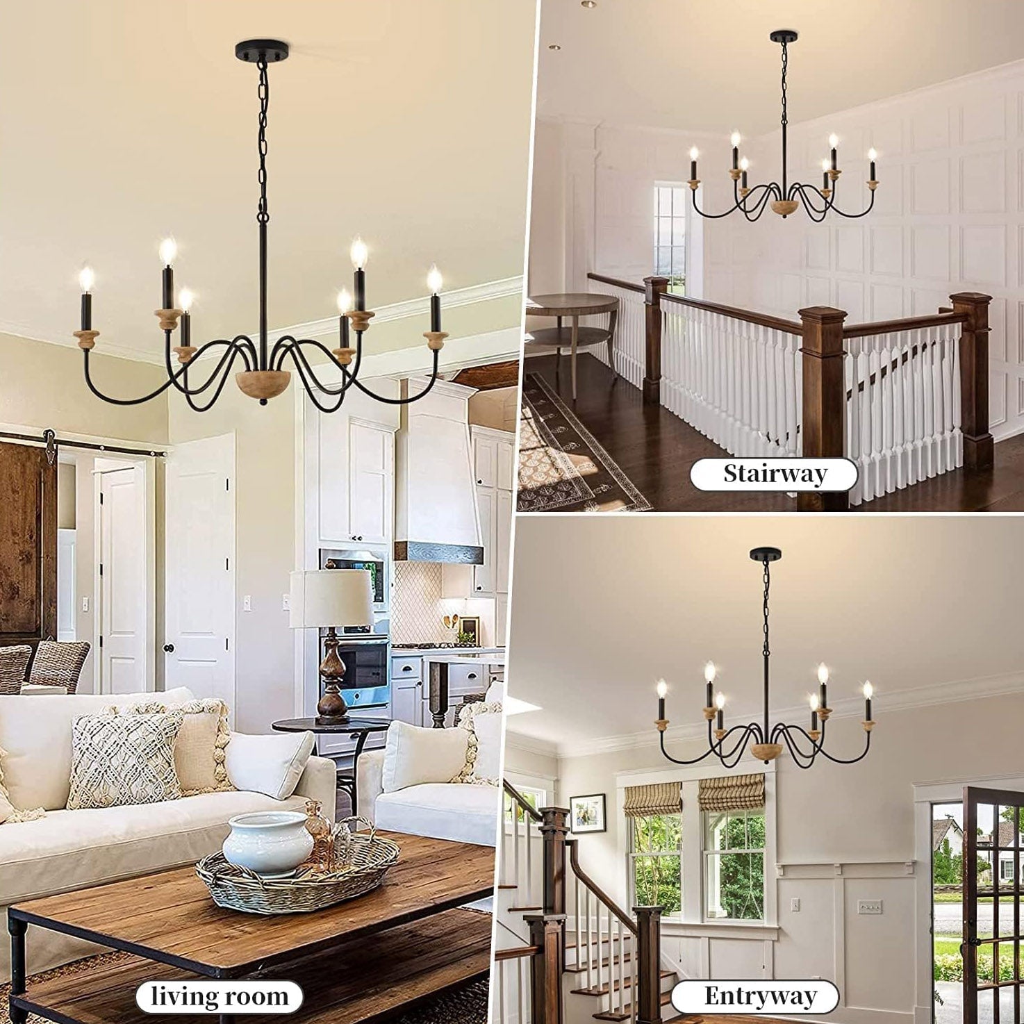Zalaeira Vintage Industrial Traditional Wooden Metal Chandelier - Lamp Copper
