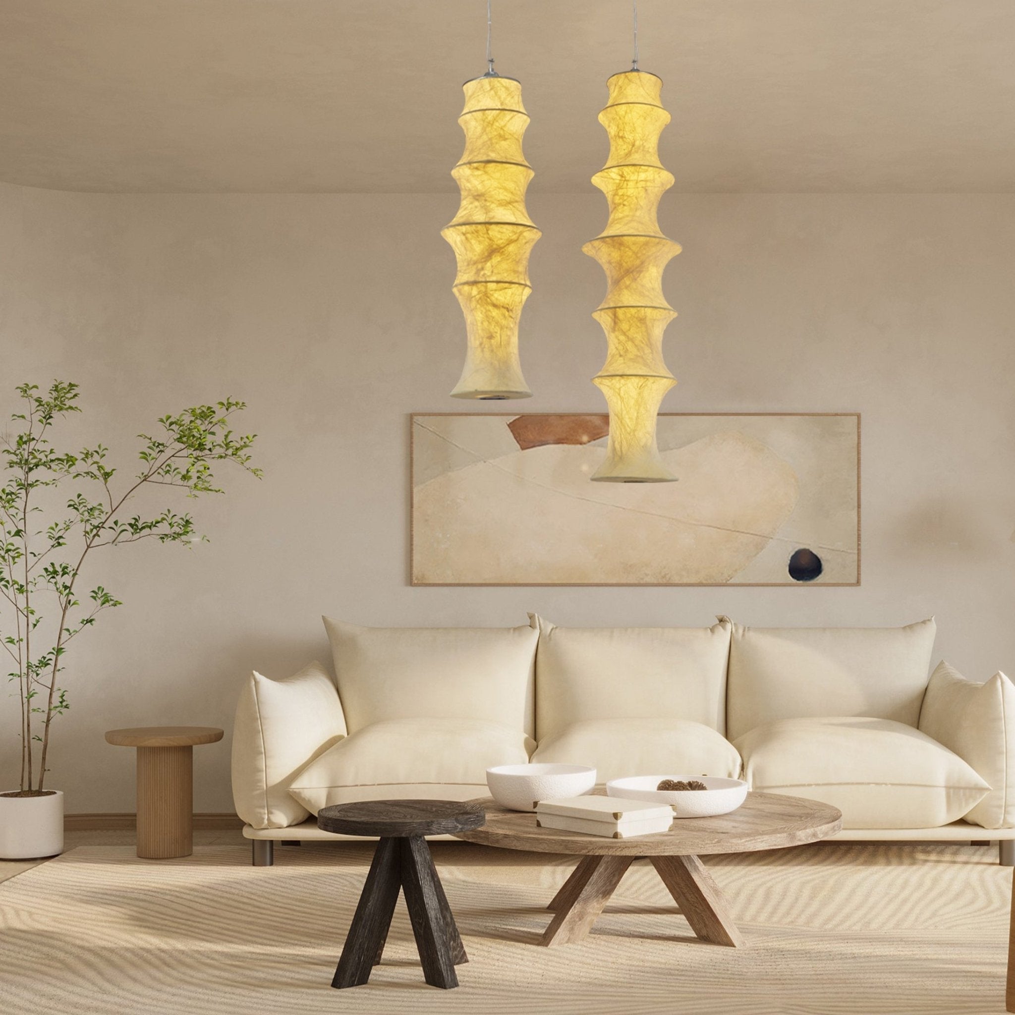 Elraeor Layered Mulberry Silk Pendant Light - Blowlighting
