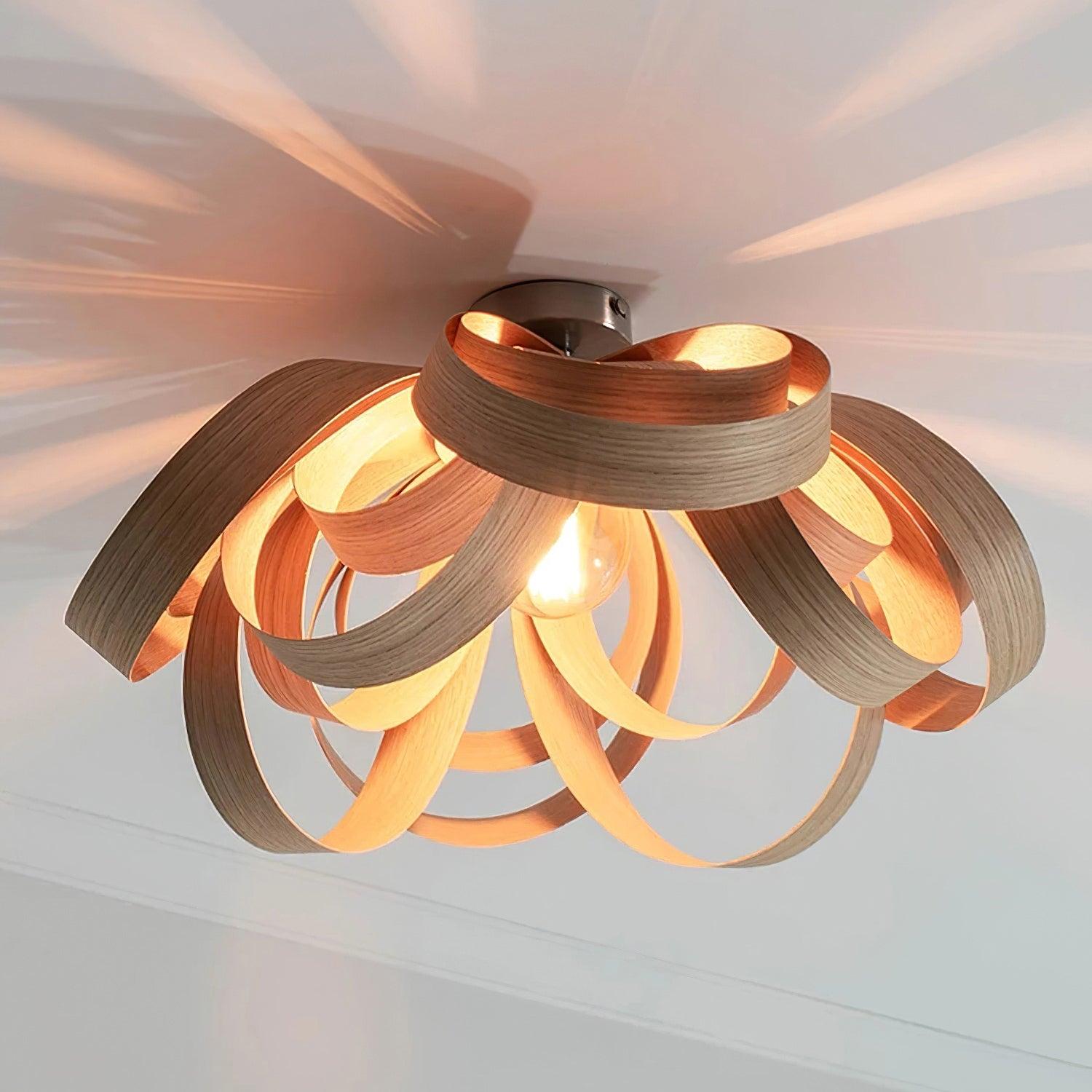 Veylo Wooden Ribbon Ceiling Lamp - Letslighting