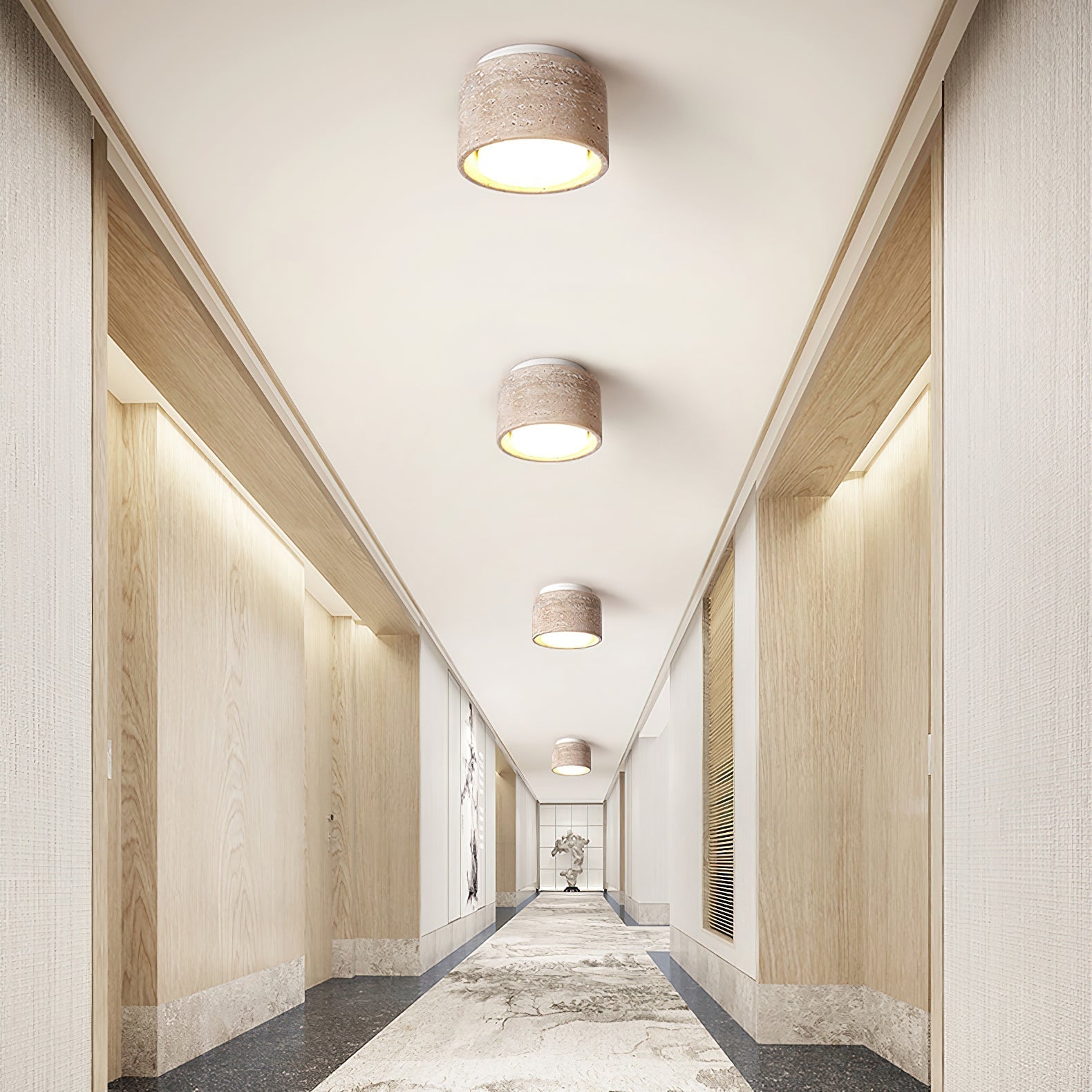 Virinira Quad-Spot Travertine Ceiling Light - Blowlighting