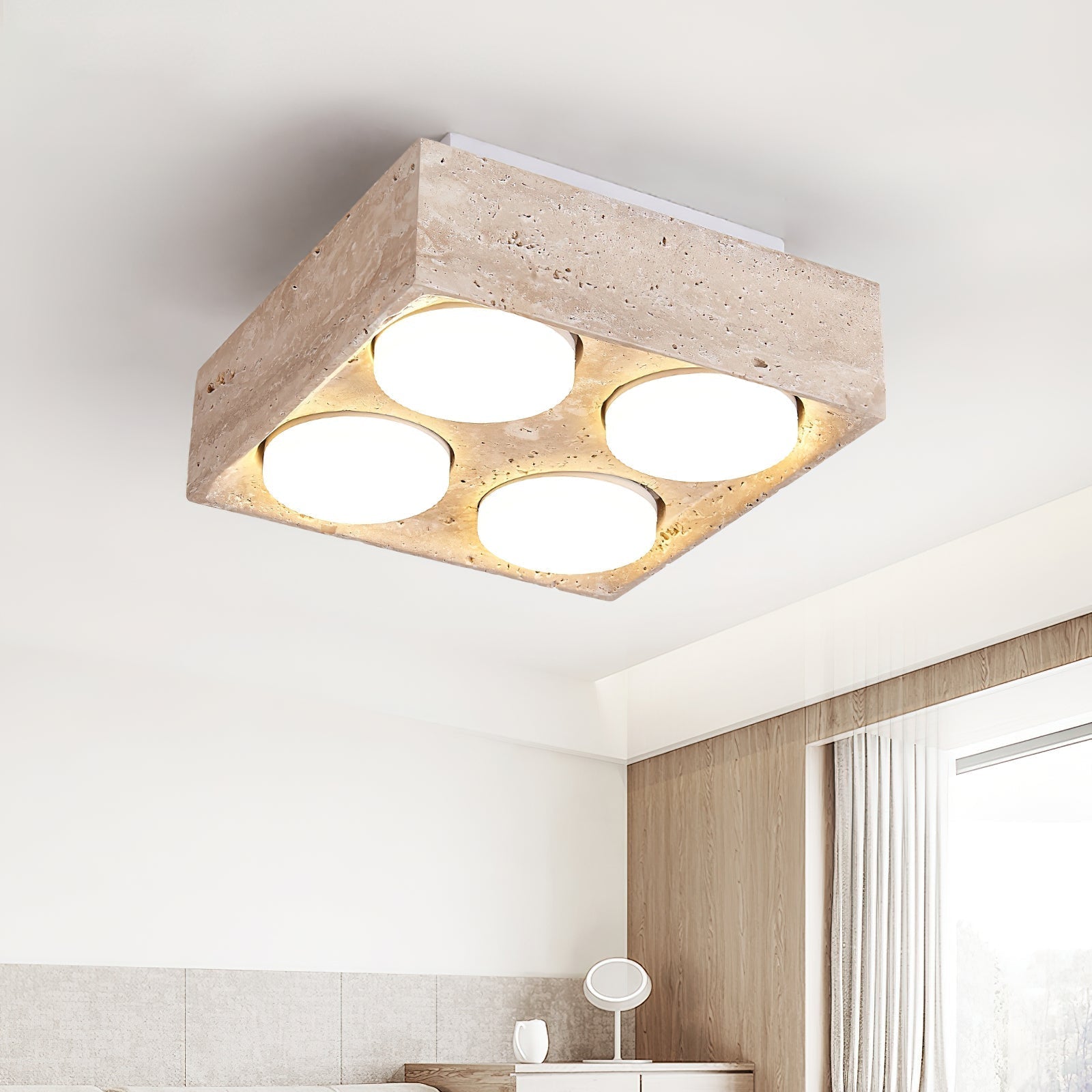 Virinira Quad-Spot Travertine Ceiling Light - Blowlighting