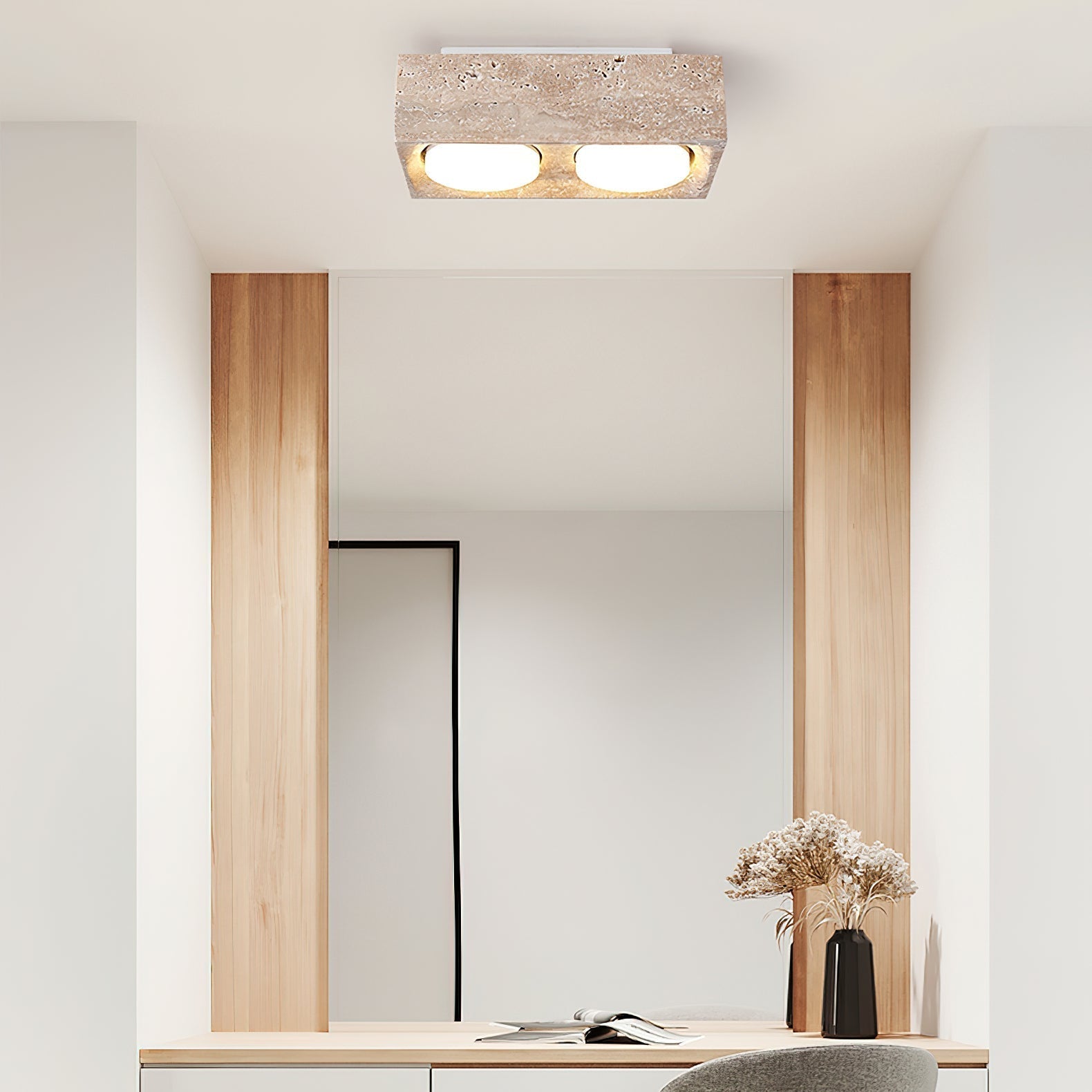 Virinira Quad-Spot Travertine Ceiling Light - Blowlighting
