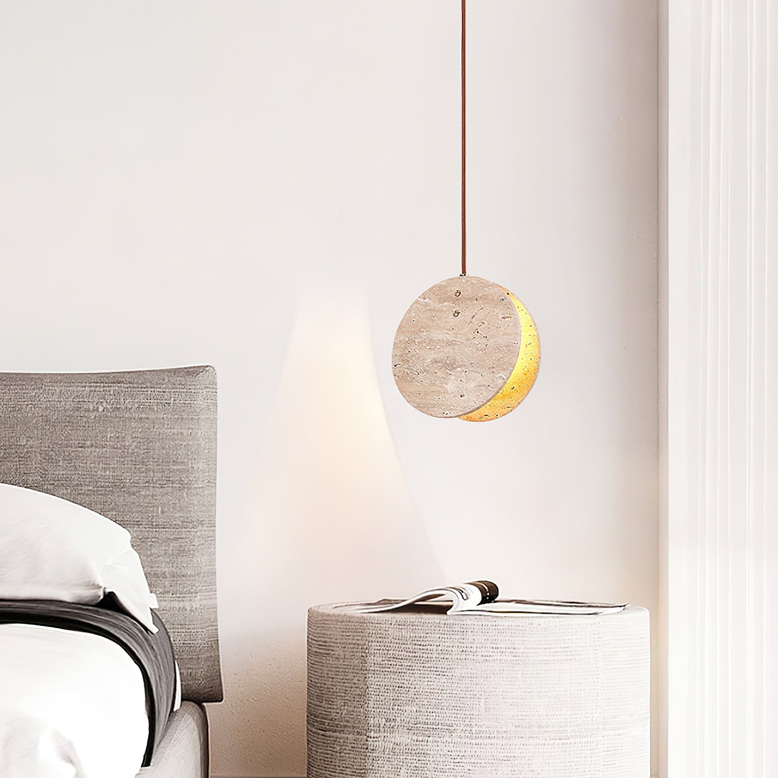 Lunarae Crescent Travertine Pendant Light - Letslighting