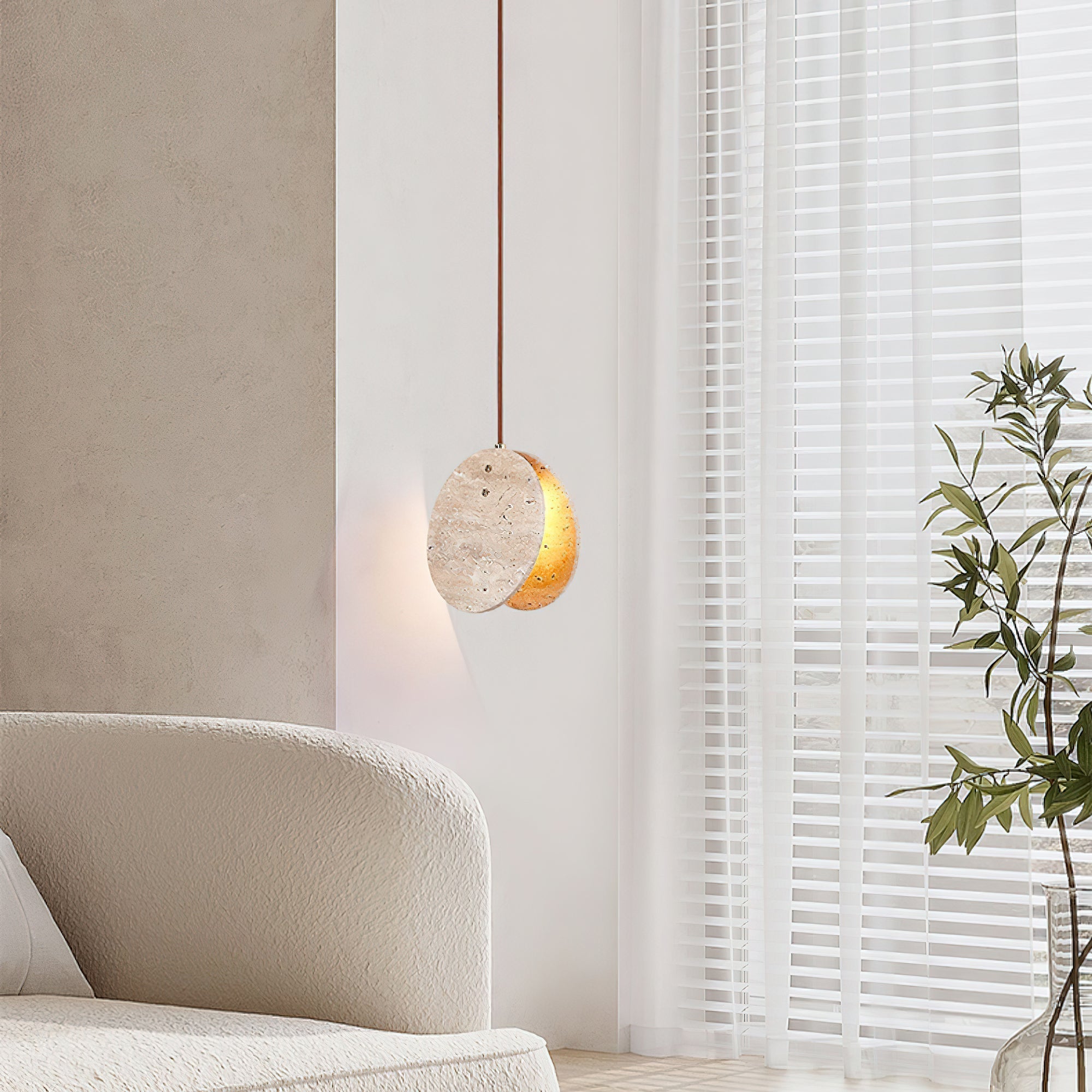 Lunarae Crescent Travertine Pendant Light - Letslighting