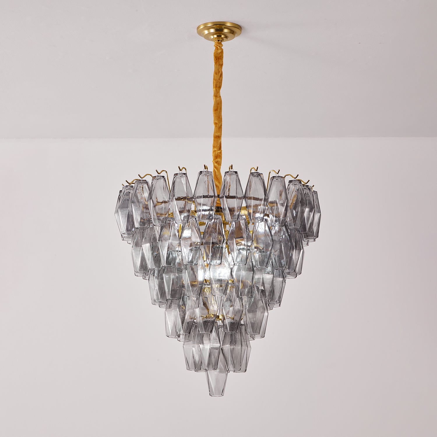 Aurora Chandelier Smoke Gray Inverted Crystal Prism - Letslighting