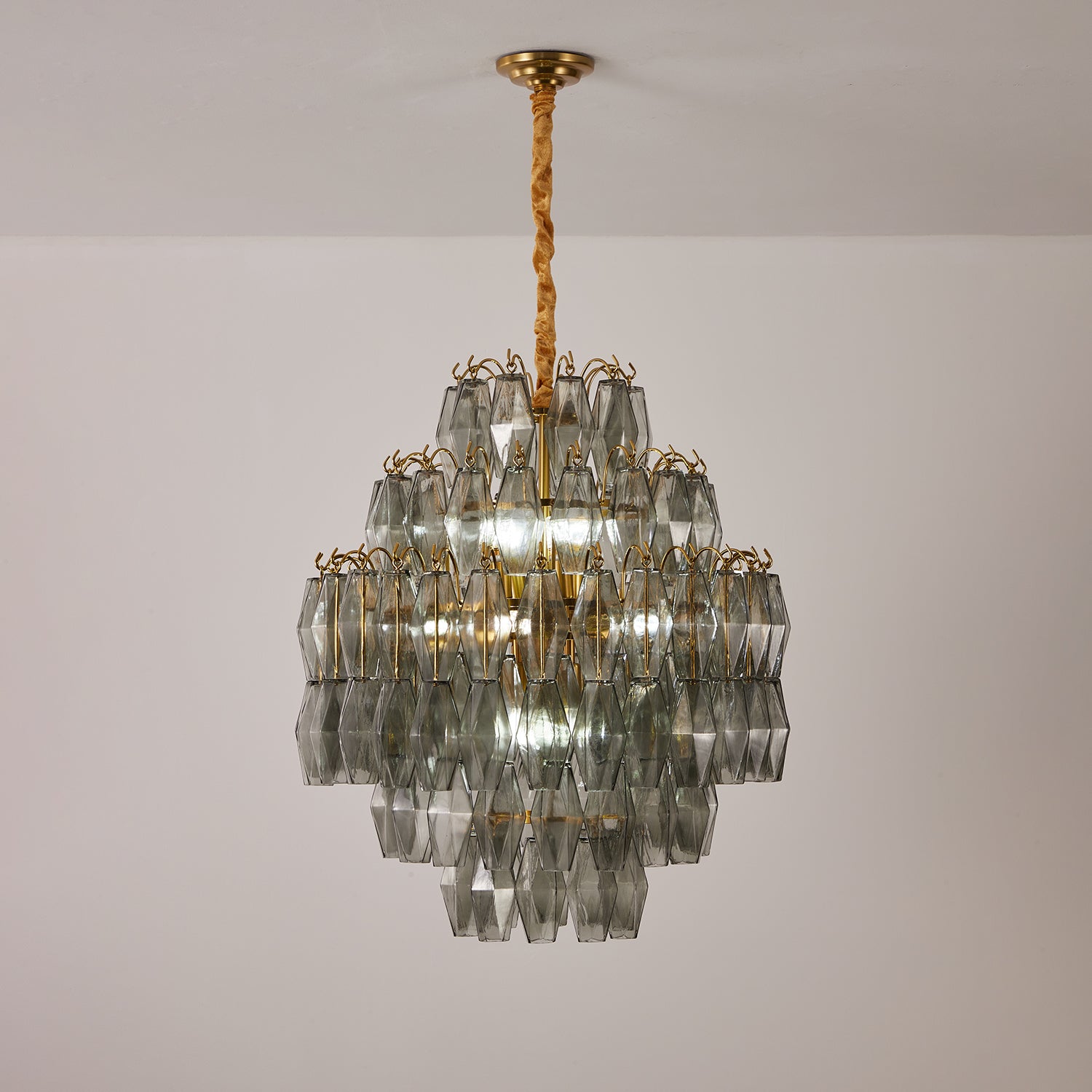 Aurora Chandelier Smoke Gray Prism Glass Layered - Letslighting