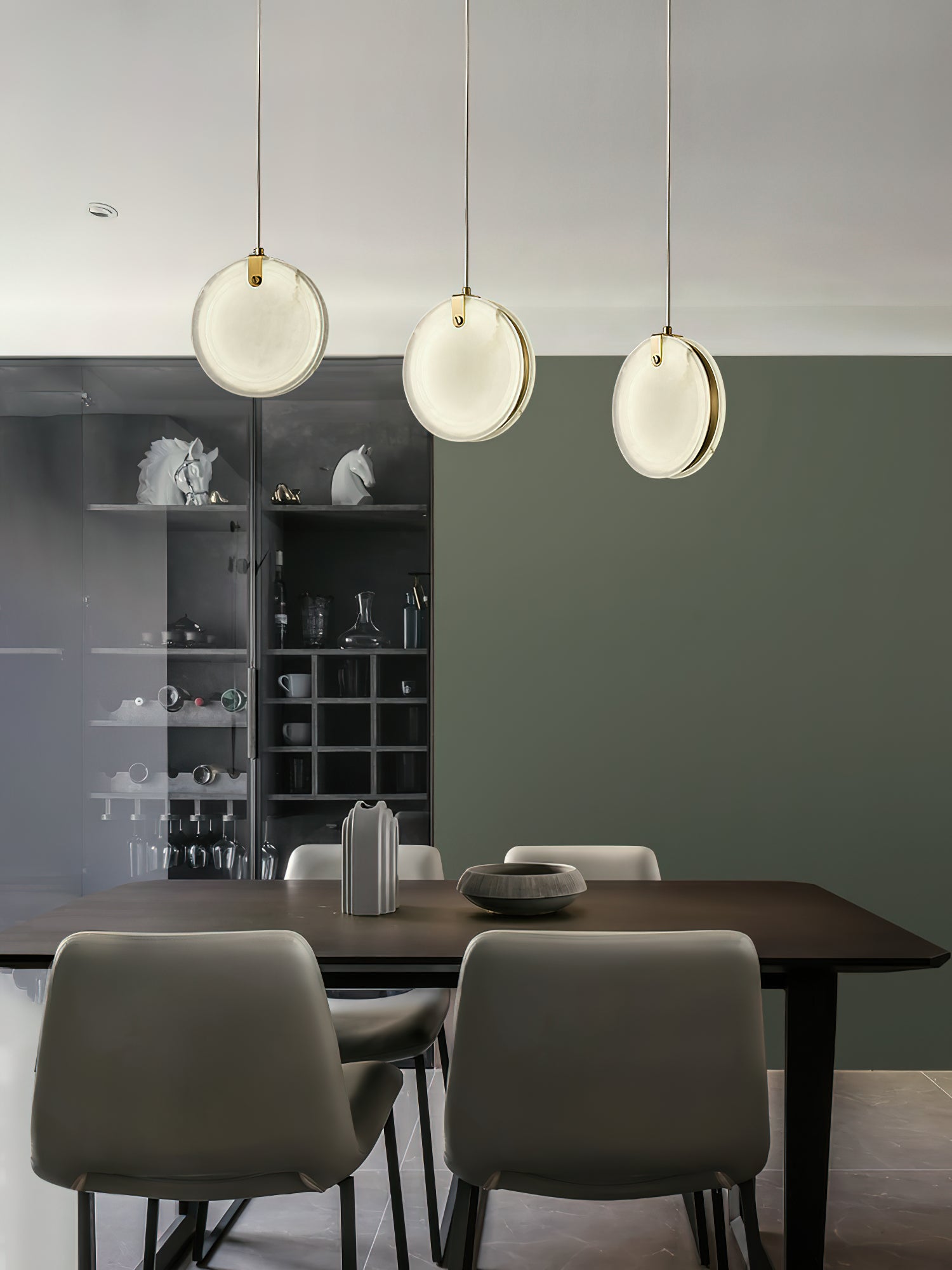 Utalionis Modern Minimalist Brass Alabaster Pendant Light - Lamp Copper