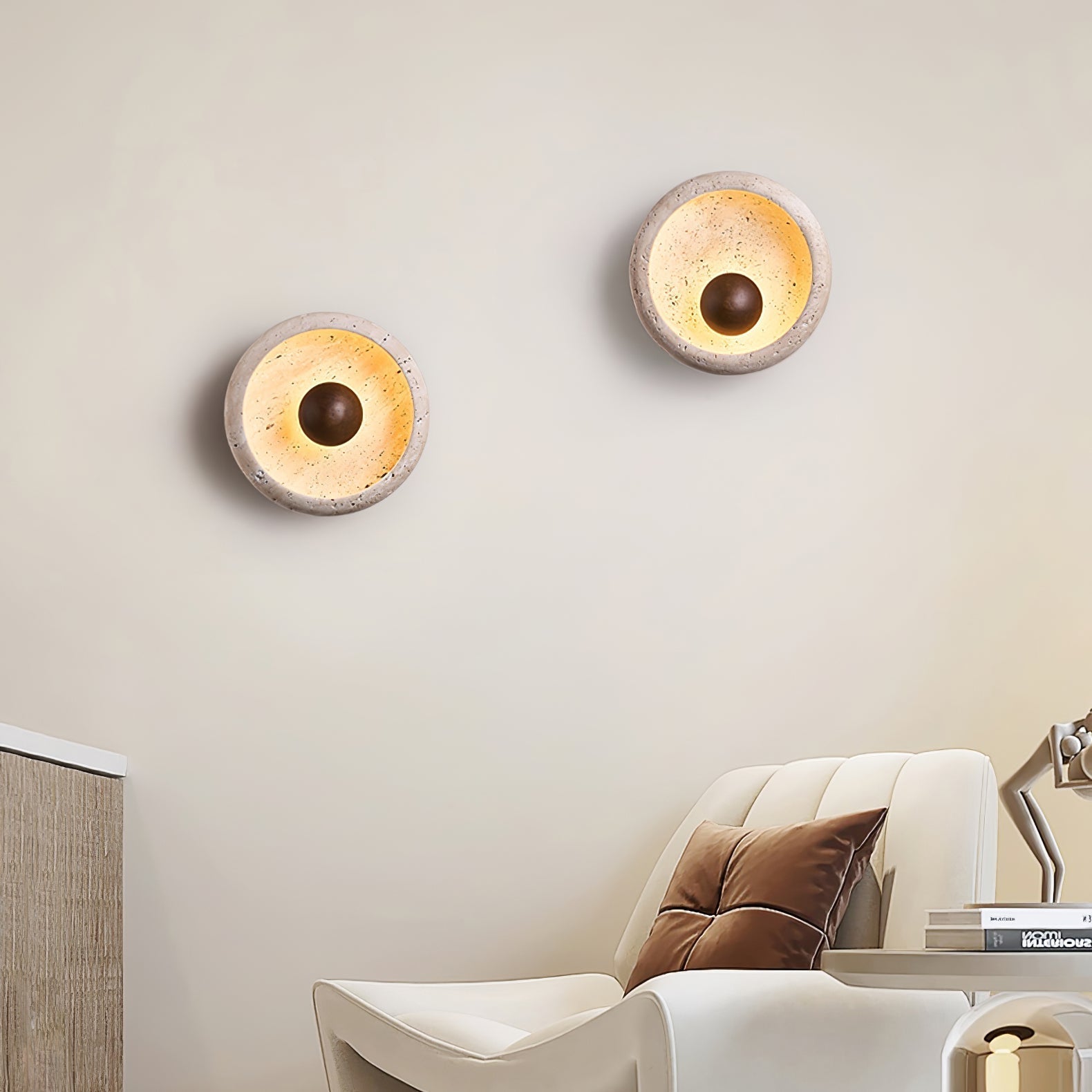 Covynila Orb-Shaped Travertine Wall Light - Letslighting