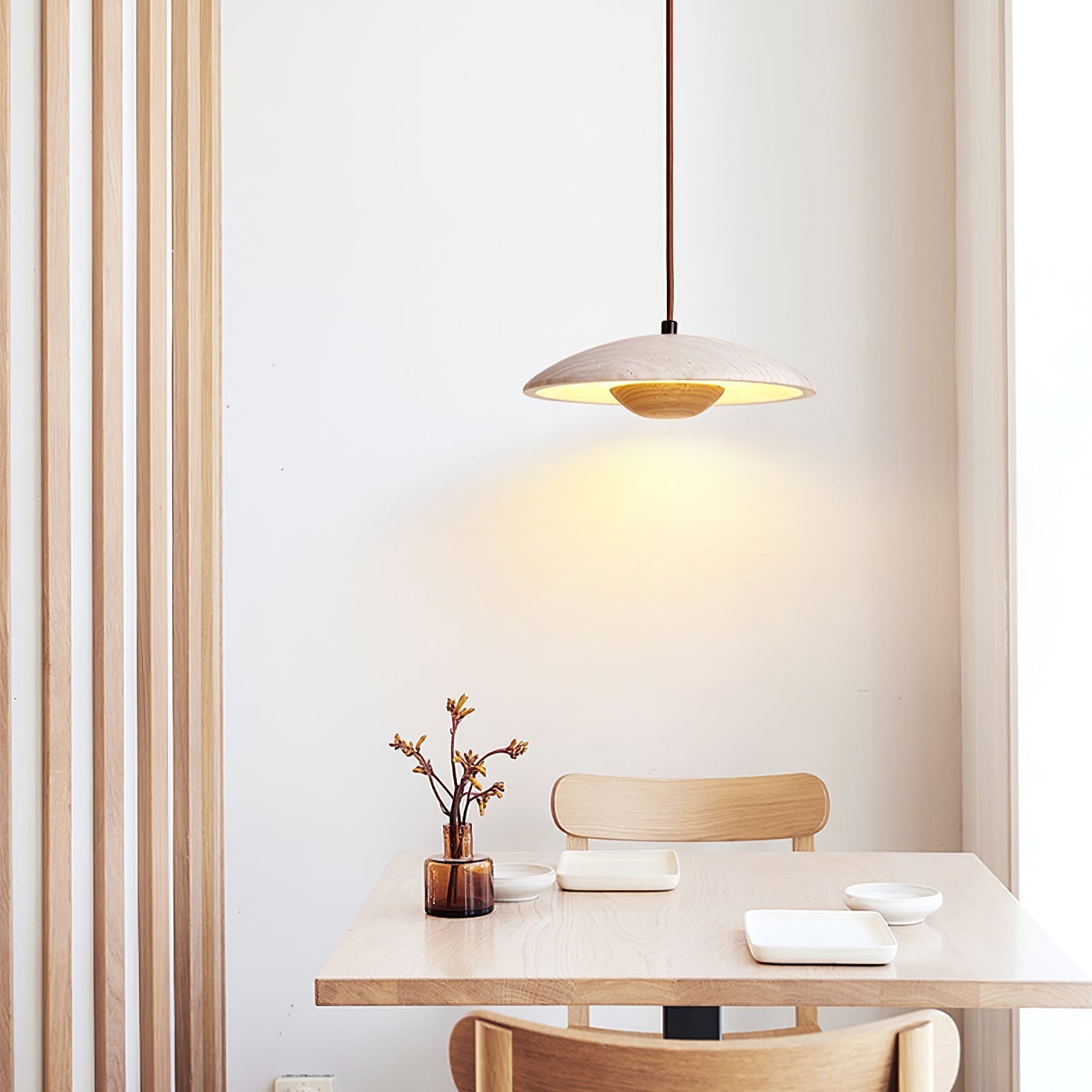 Zodore Wide-Brim Travertine Pendant Light - Letslighting