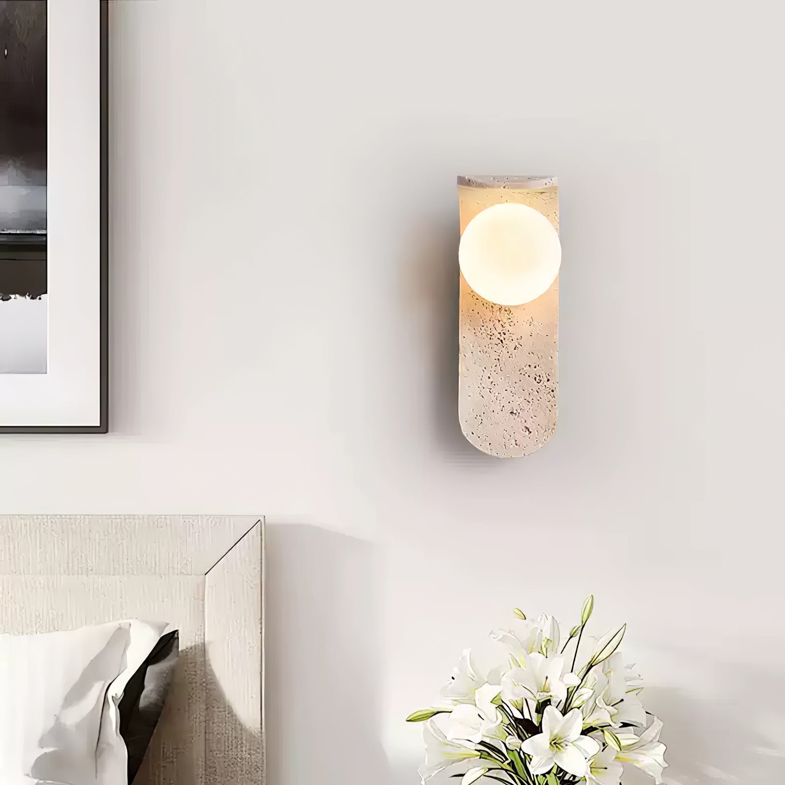 Cutalos Sconce-Frame Travertine Wall Light - Letslighting