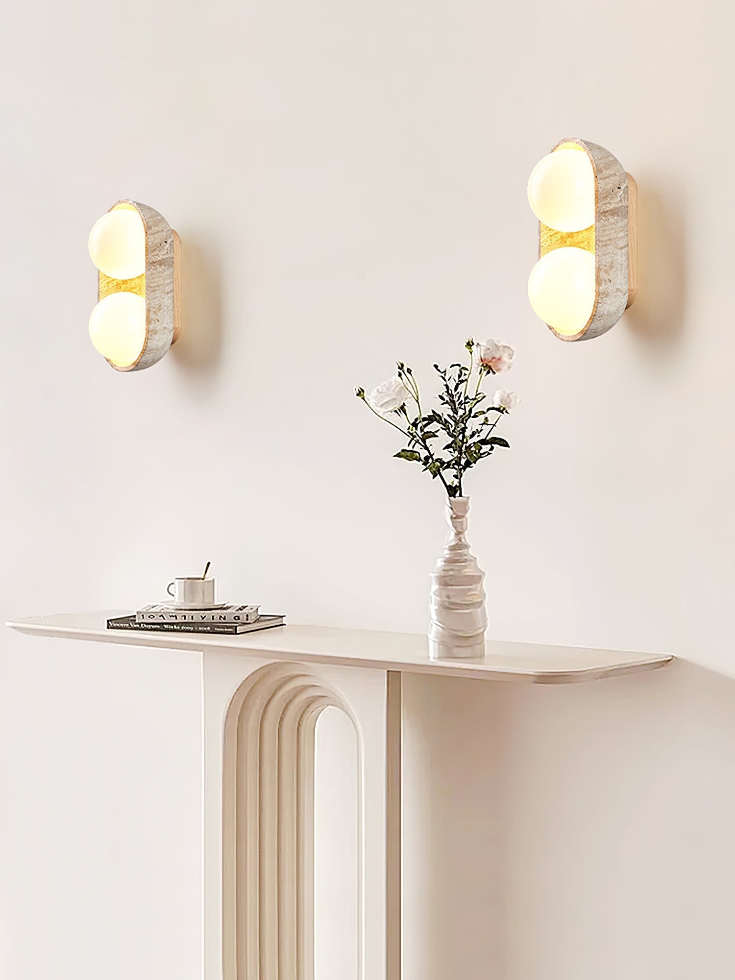 Trio Globe Travertine Wall Sconce - Letslighting