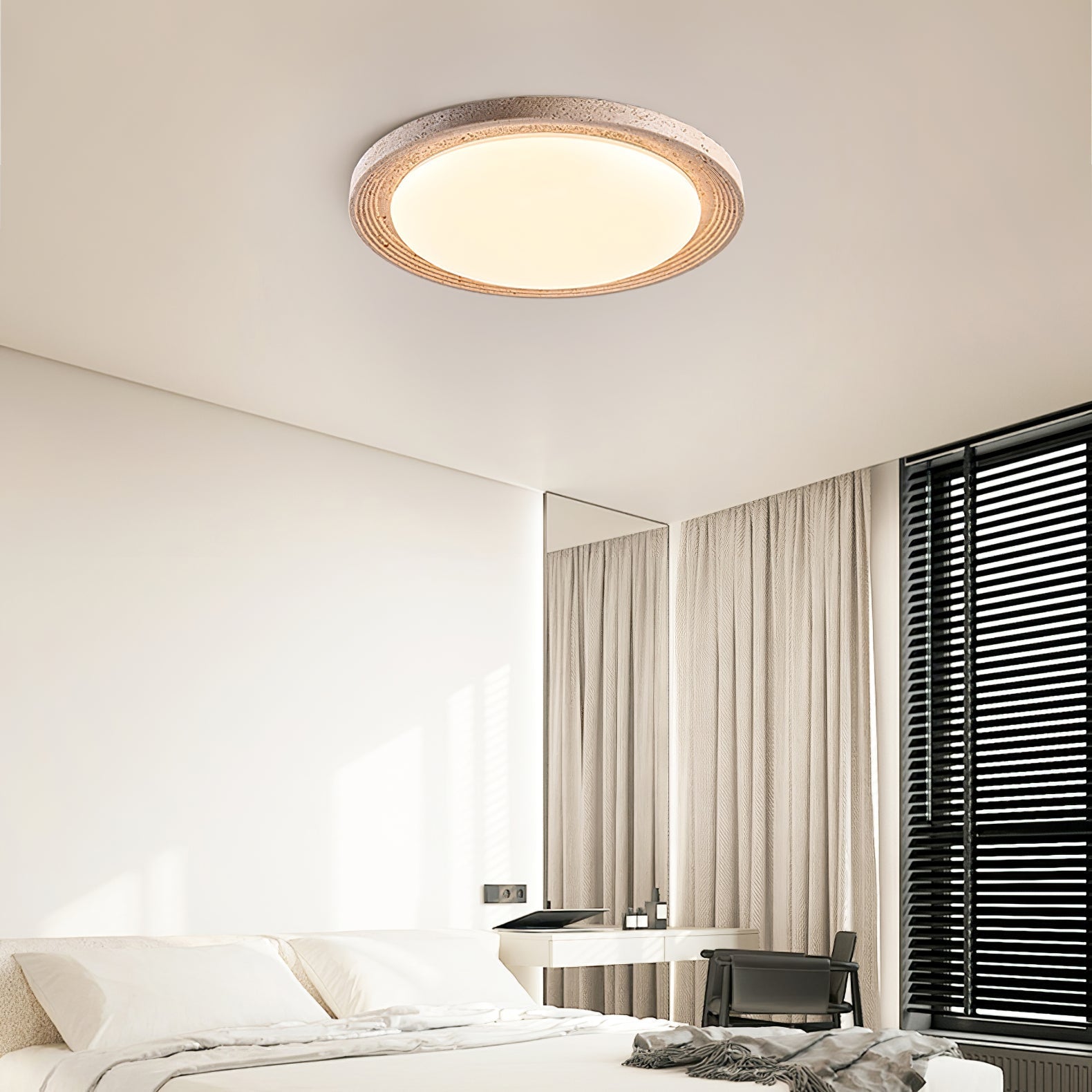 Olphaan Ringed Travertine Ceiling Light - Letslighting