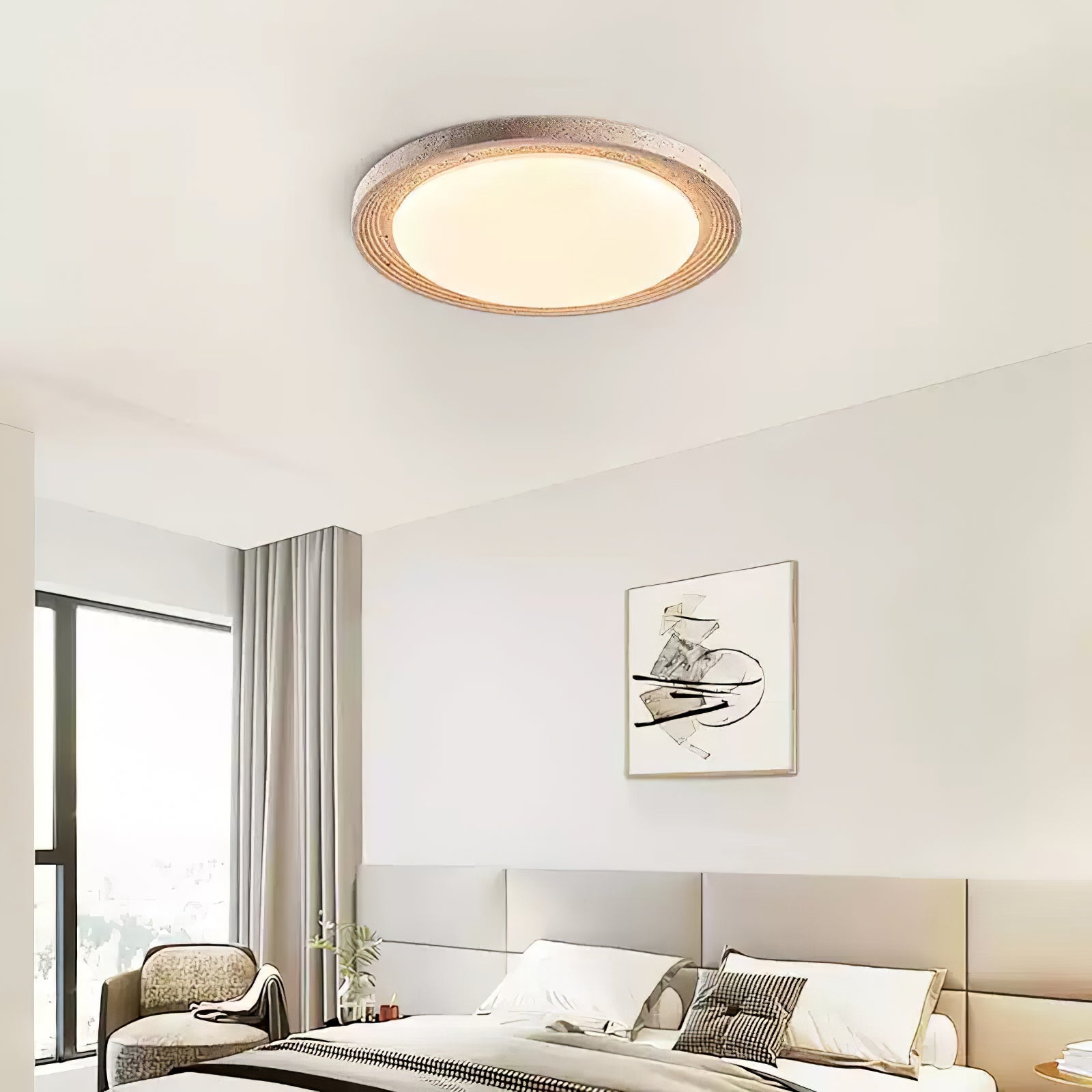 Olphaan Ringed Travertine Ceiling Light - Letslighting