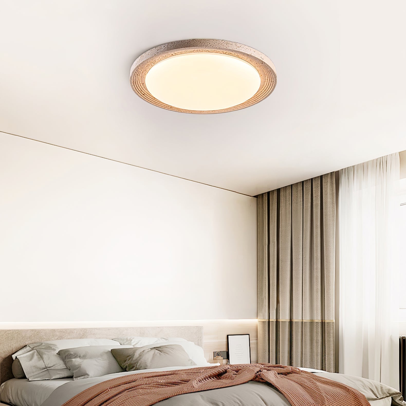 Olphaan Ringed Travertine Ceiling Light - Letslighting