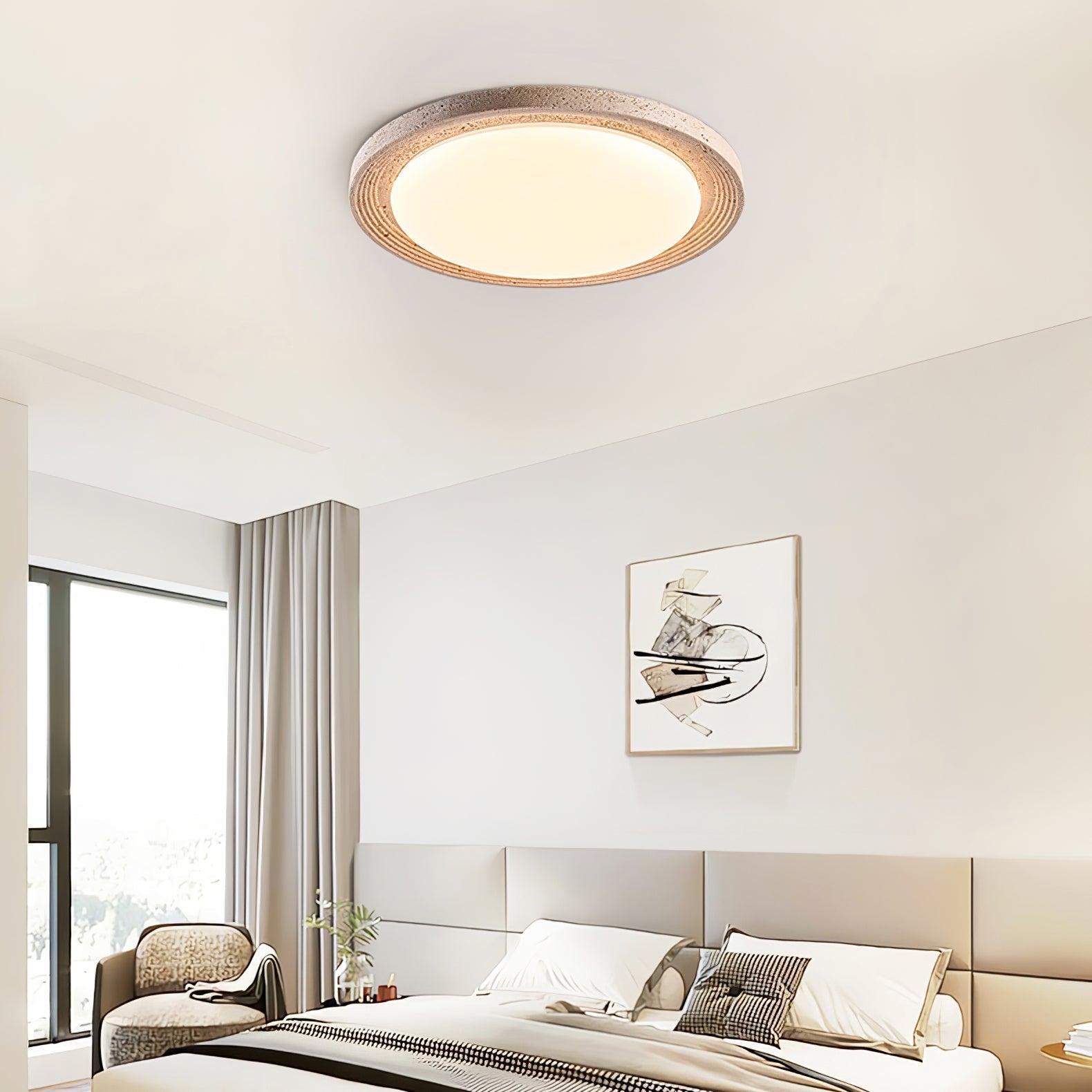 Olphaan Ringed Travertine Ceiling Light - Letslighting
