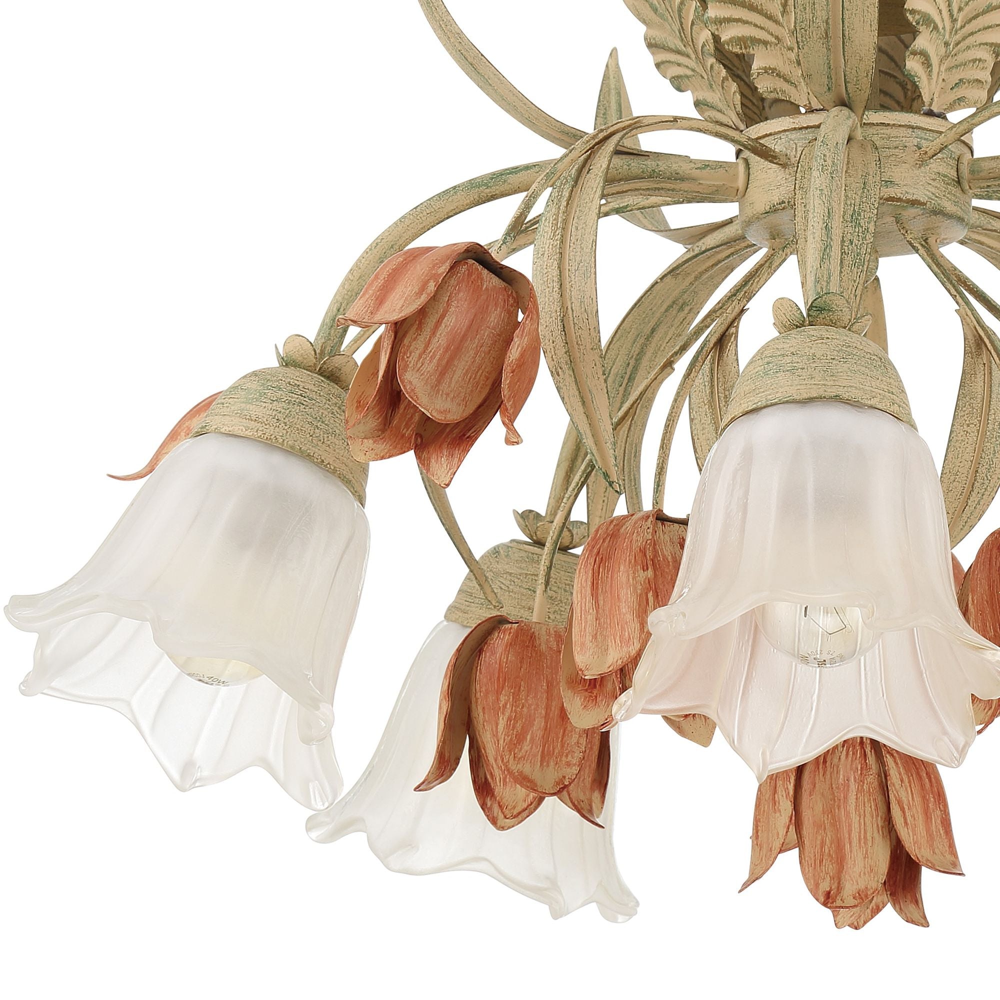 Veshael Elegance Art Sage Rose Glass Ceiling Lamp - Lamp Copper