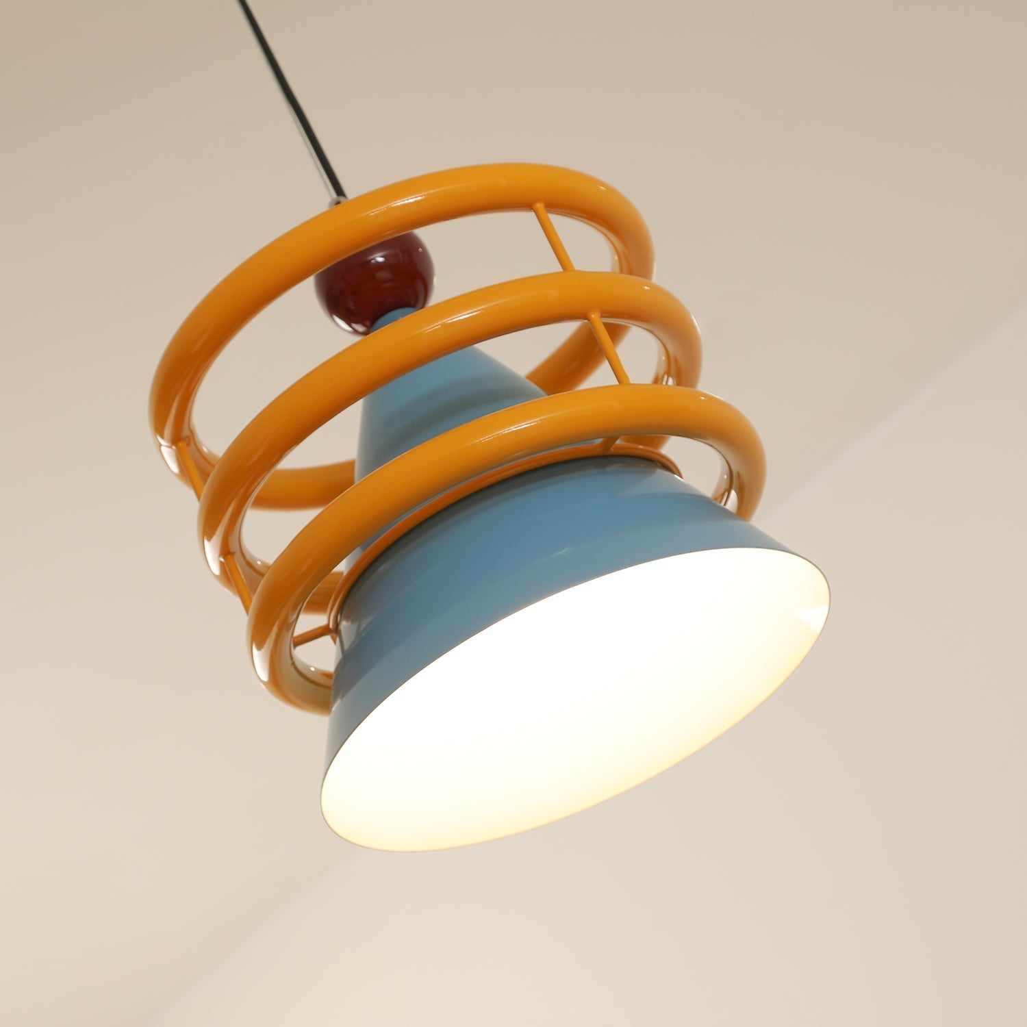 Sowden Pendant Lamp Blue Cone Orange Rings - Letslighting