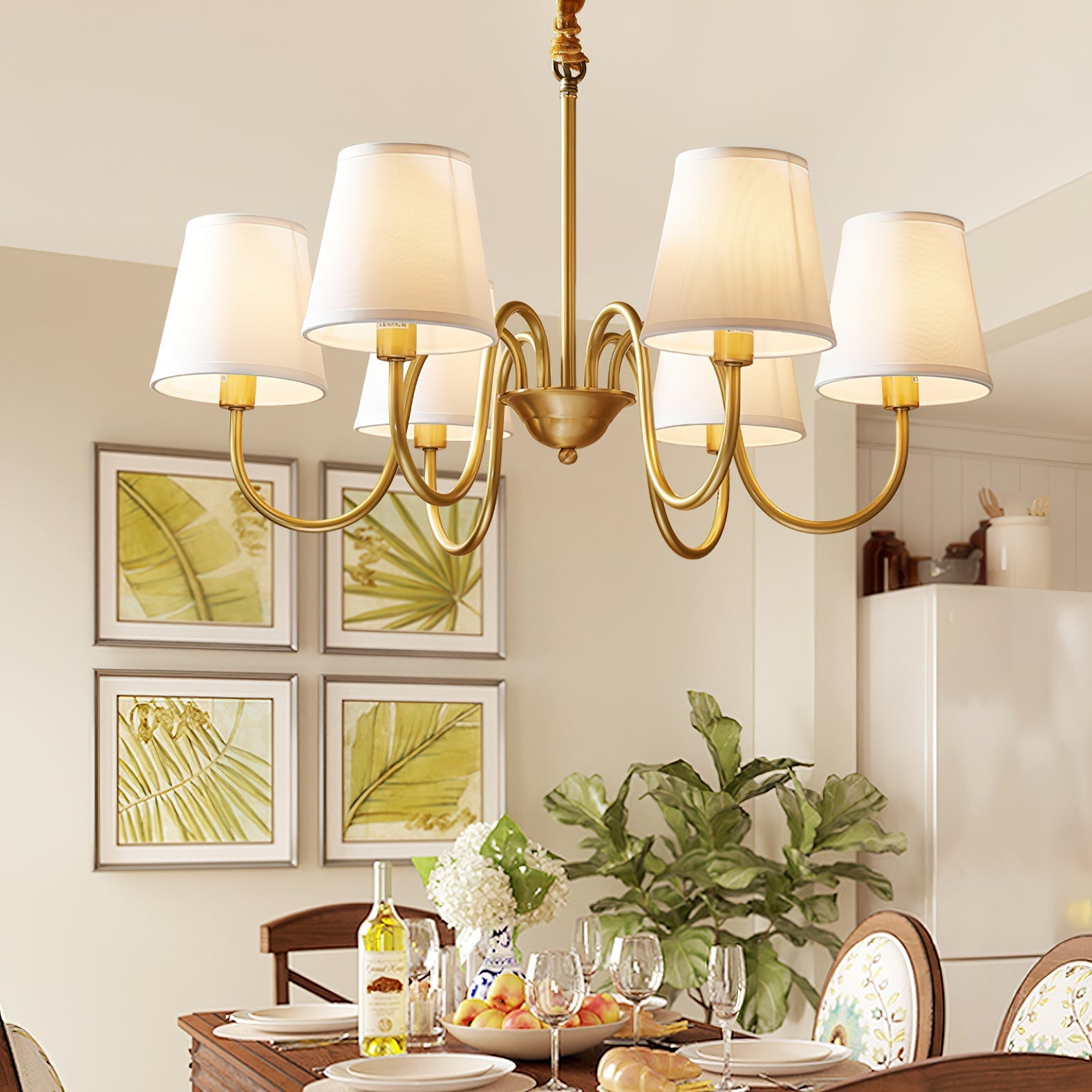 Aged Traditional Stacey Fabric Chandelier - Lamp Copper