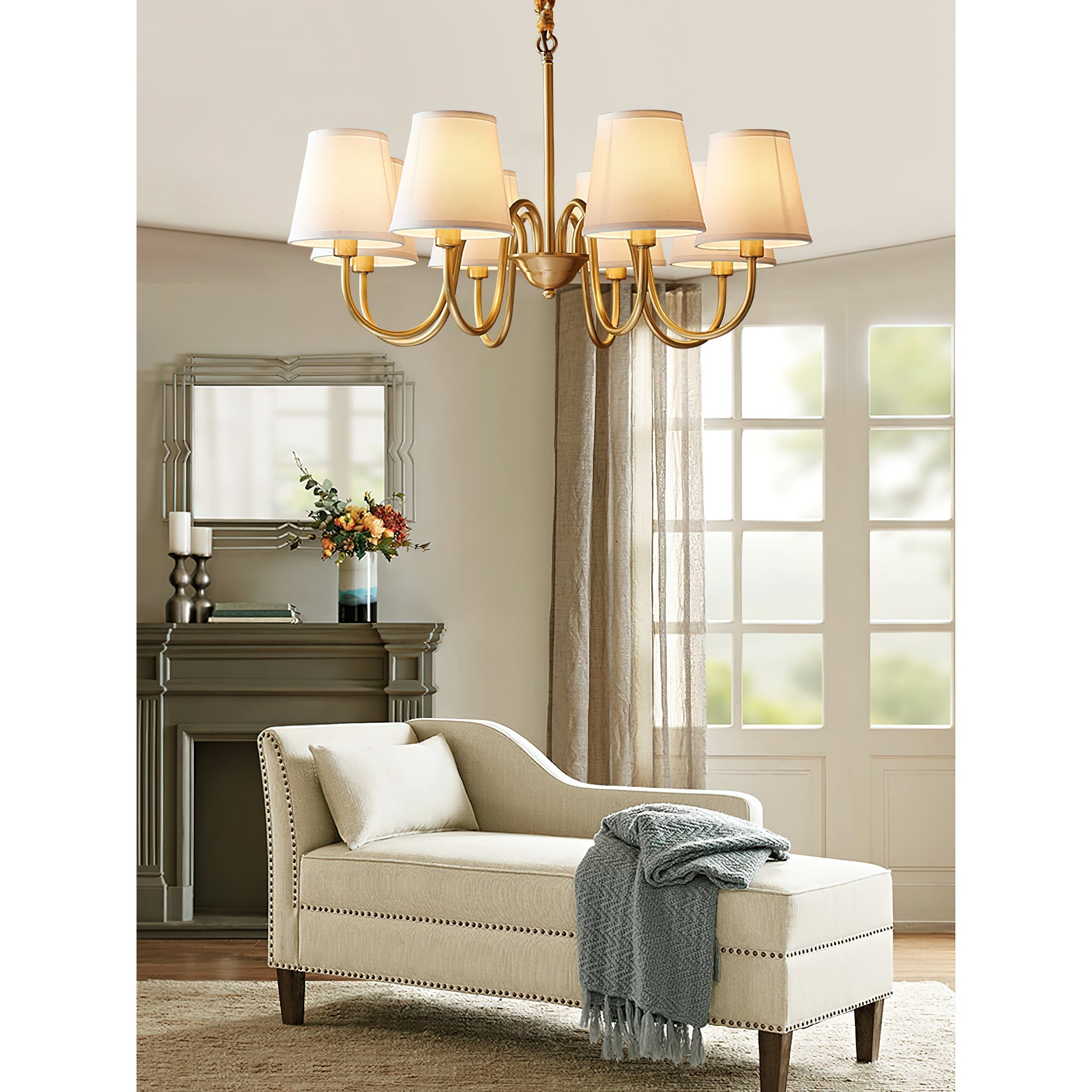 Aged Traditional Stacey Fabric Chandelier - Lamp Copper
