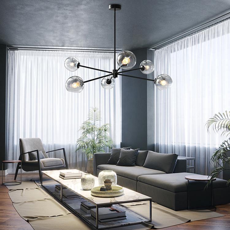 Solara Chandelier Staggered Glass 6-Light - Letslighting