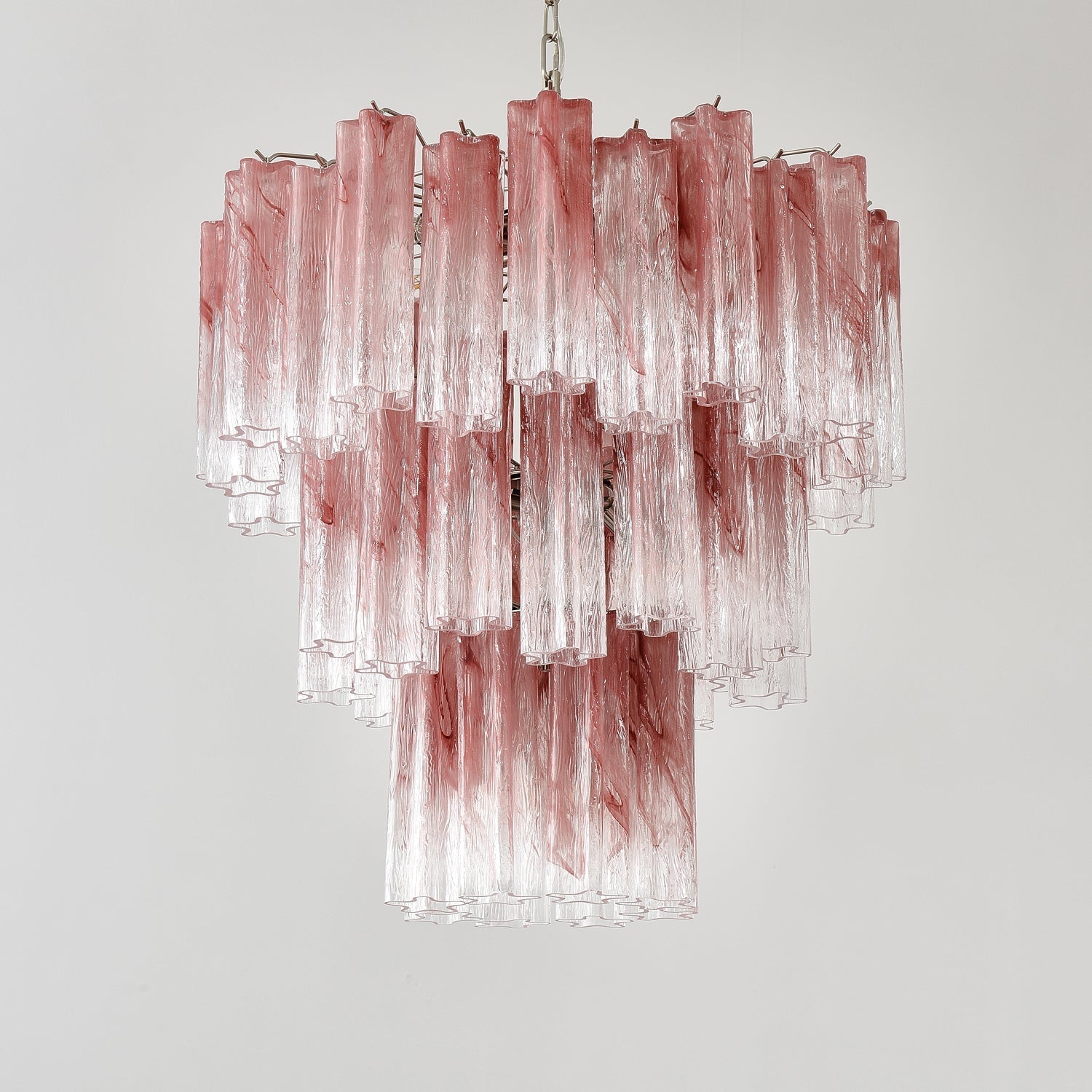 Aurora Chandelier Pink Glass Tubes Layered Modern - Letslighting