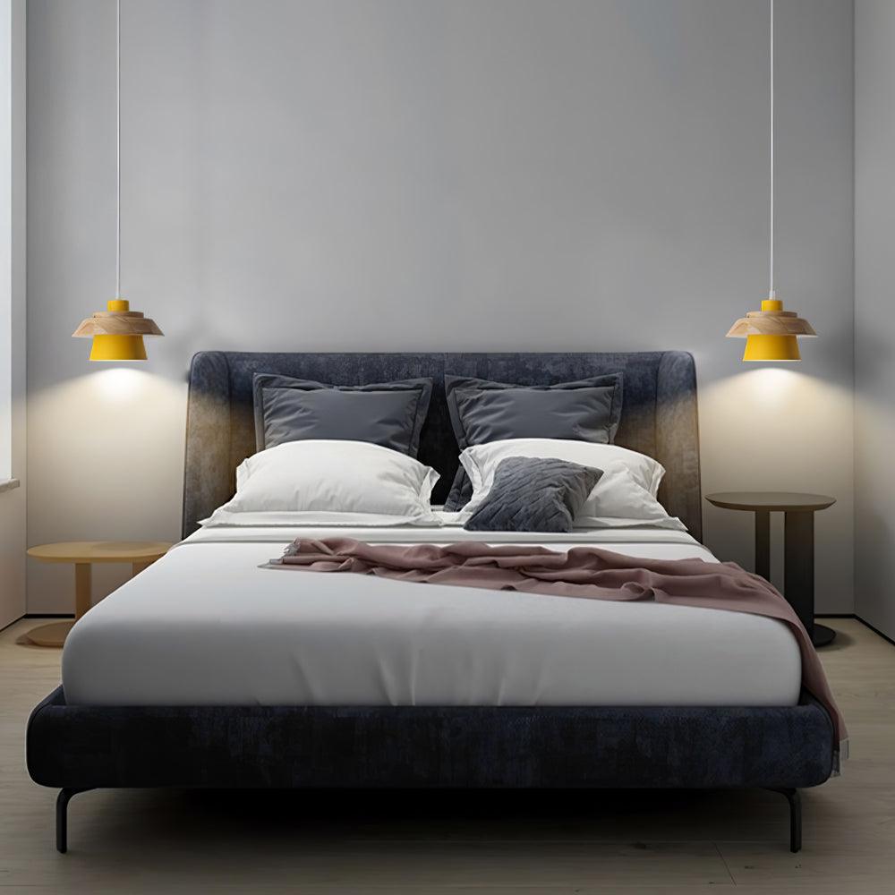 Arisha Dôme Moderne LED Suspension Métal Bois Noir Blanc Gris Salon Chambre à Coucher