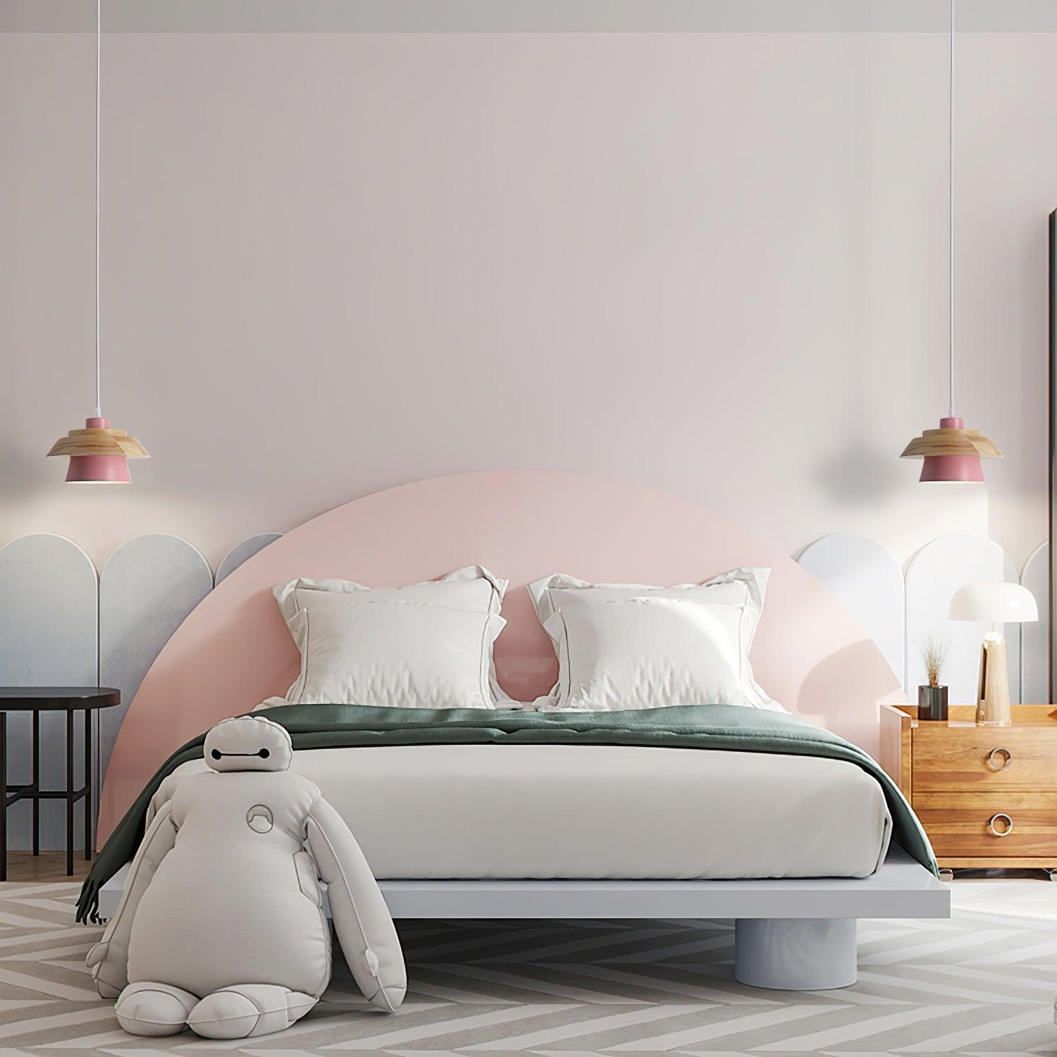 Arisha Dôme Moderne LED Suspension Métal Bois Noir Blanc Gris Salon Chambre à Coucher