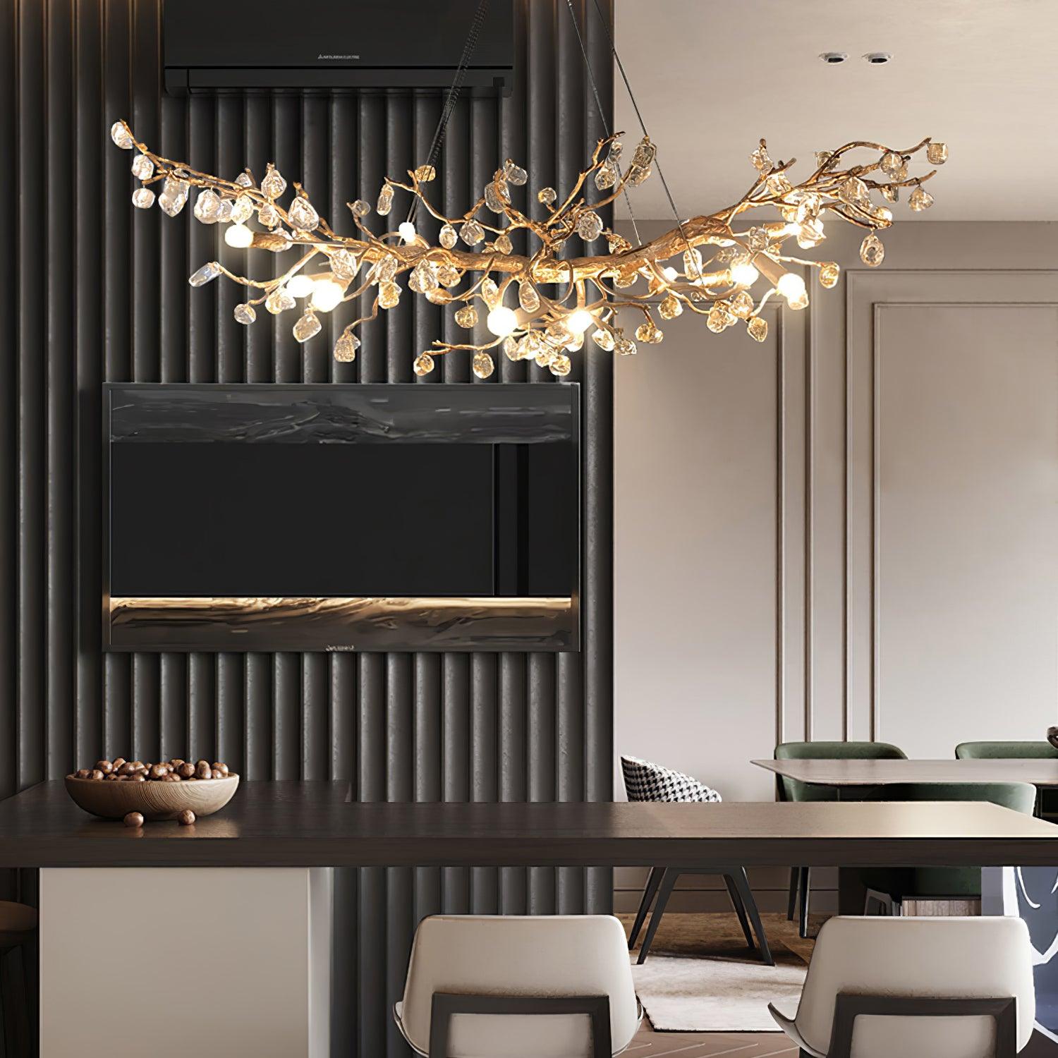 Arborea Brass Branch Crystal Chandelier - Blowlighting