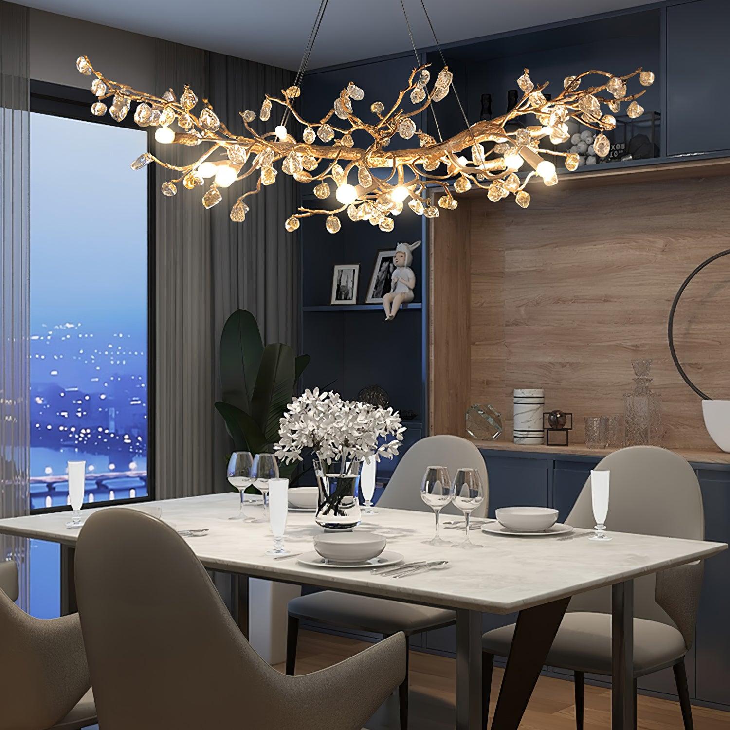 Arborea Brass Branch Crystal Chandelier - Blowlighting
