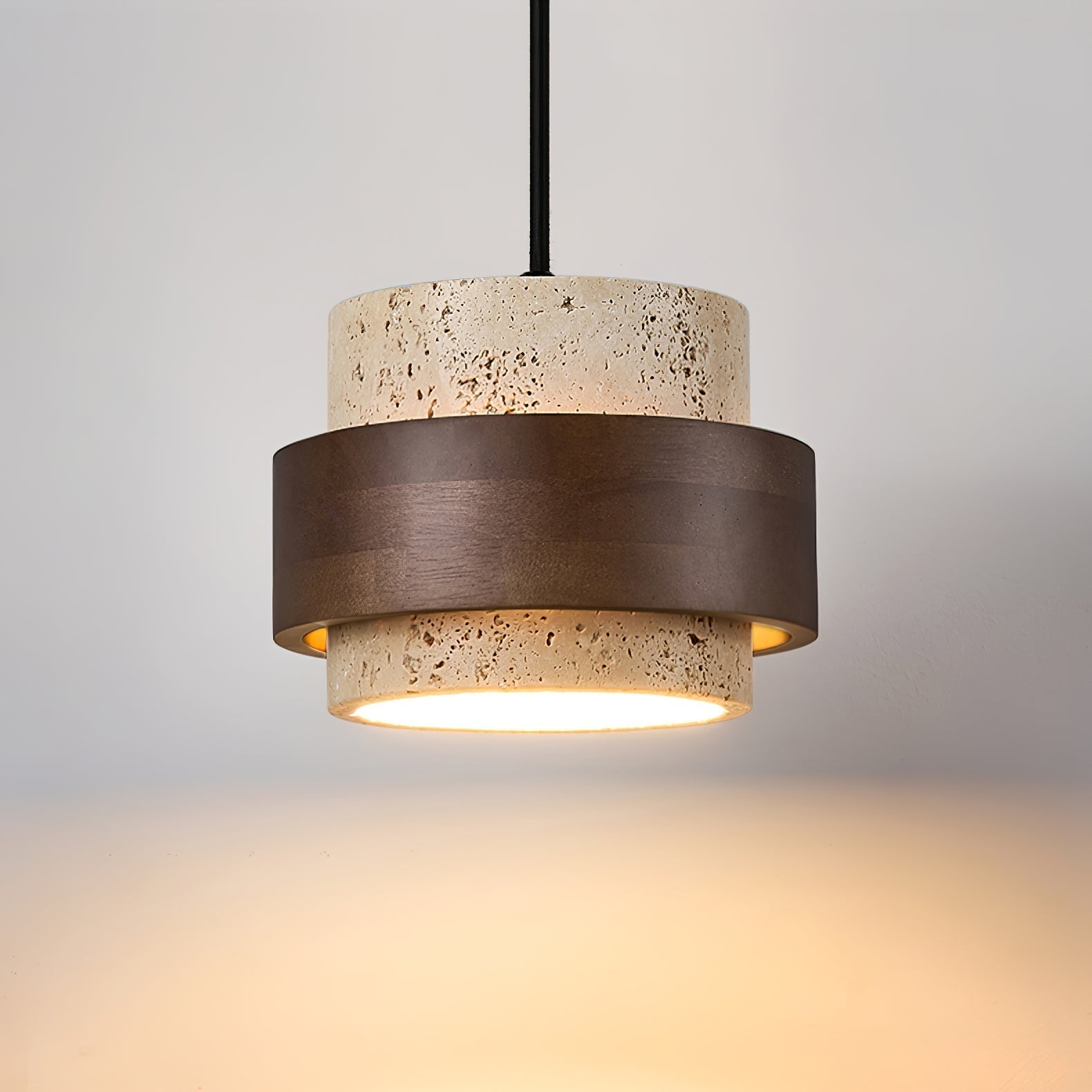 Cumirora Layered Cylinder Travertine Pendant Light - Blowlighting