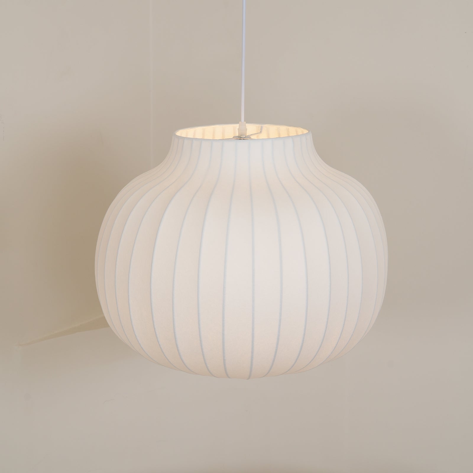Pendant Light Silk Bell Shade Pleated Curved Modern Minimalist - Letslighting