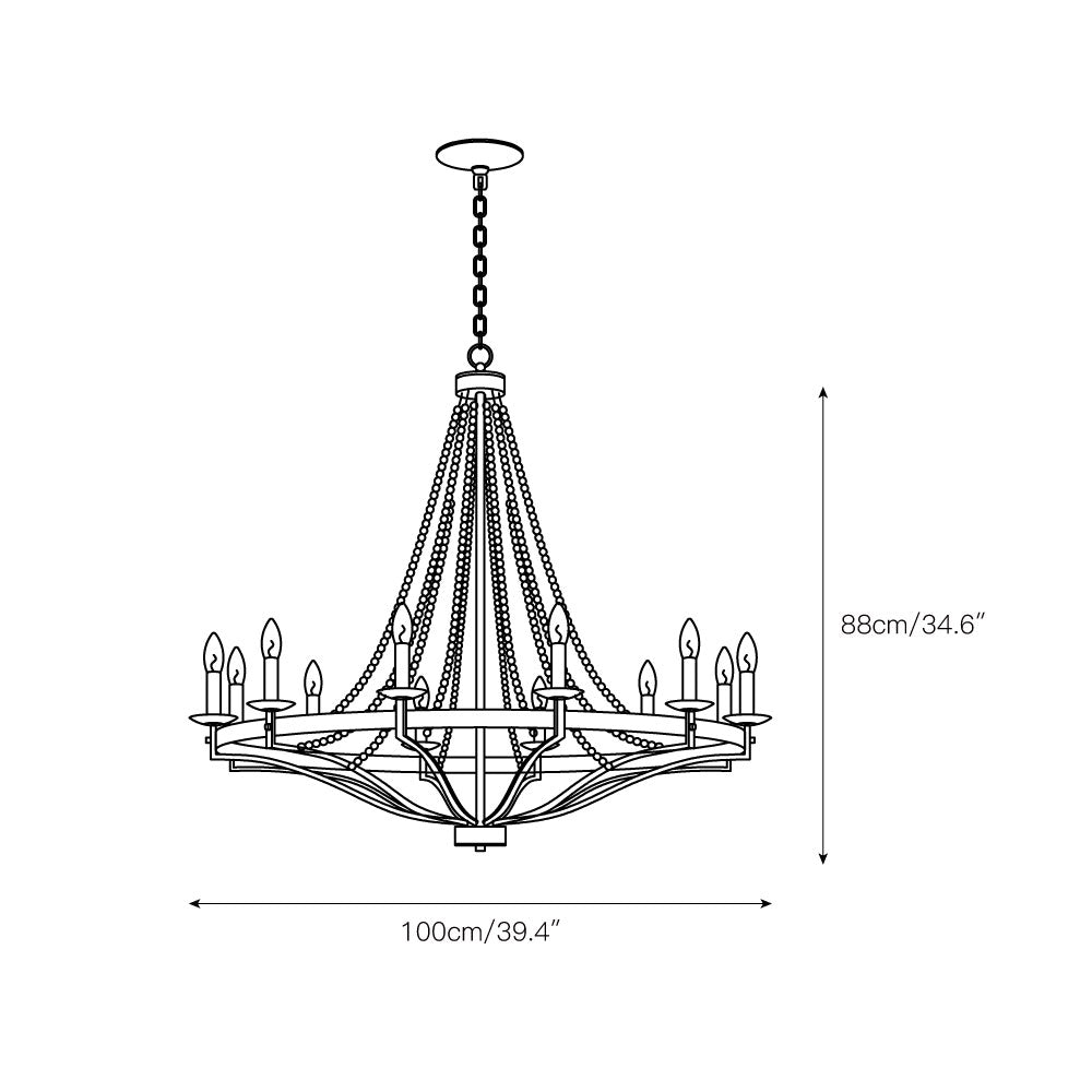 Isoren Vintage Industrial Wooden Metal Chandelier - Lamp Copper