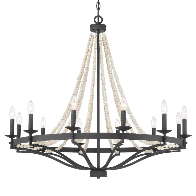 Isoren Vintage Industrial Wooden Metal Chandelier - Lamp Copper