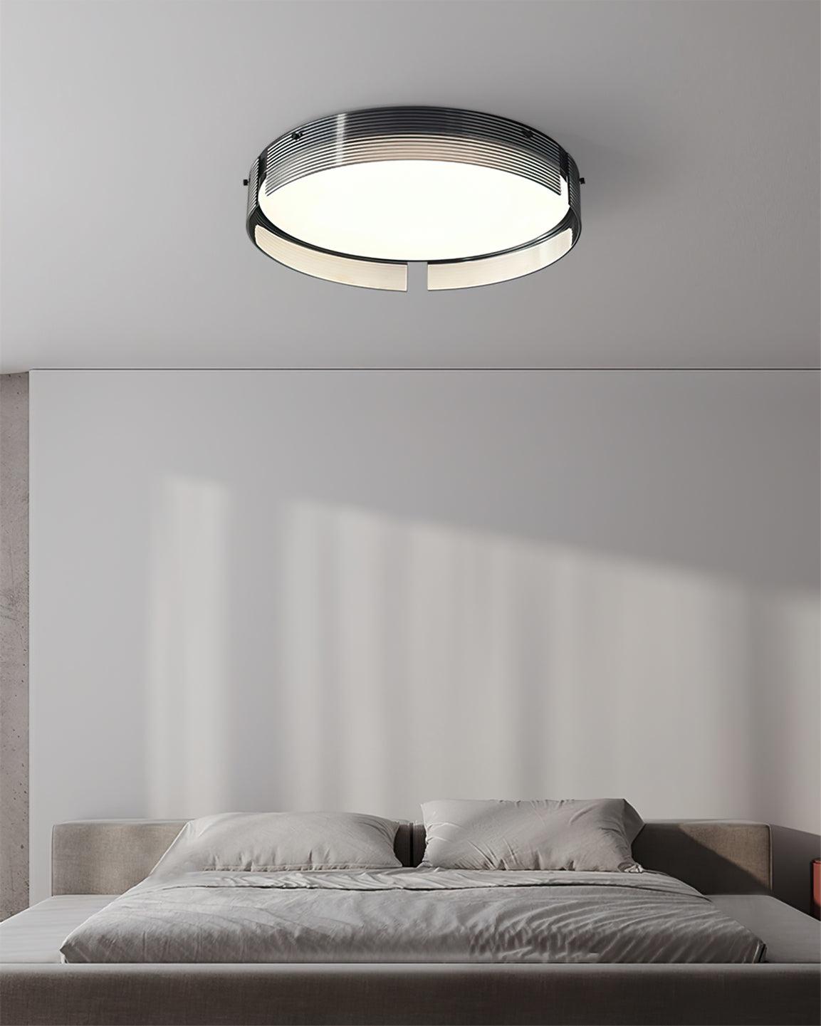 Stripe Brass Ceiling Lamp Circular Frame Modern Bedroom - Letslighting