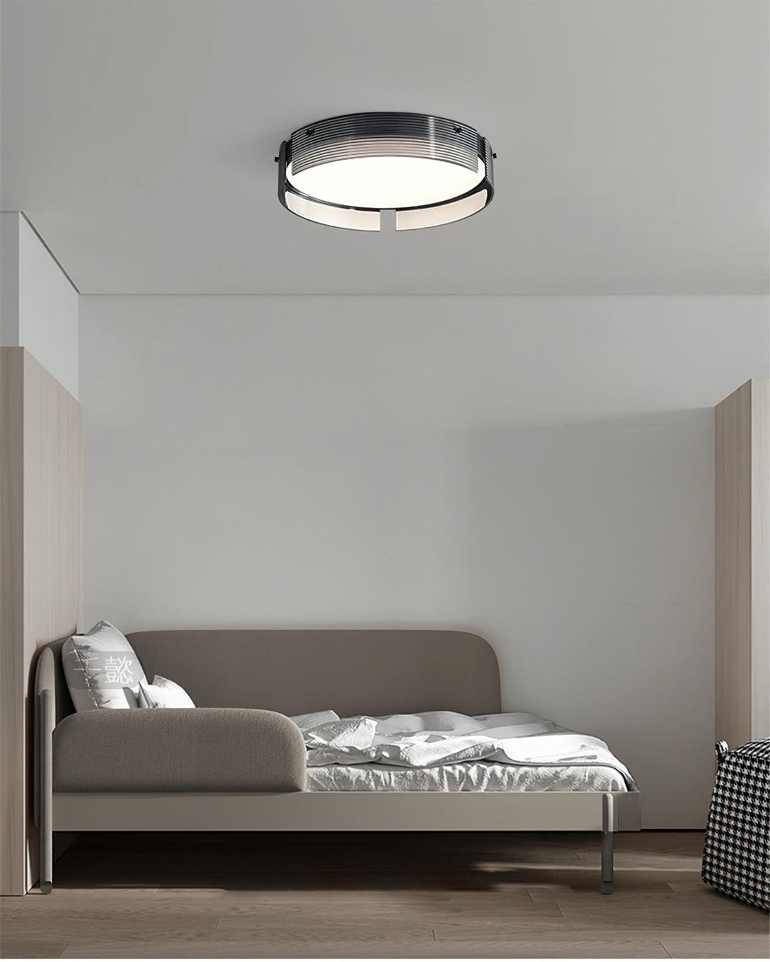 Stripe Brass Ceiling Lamp Circular Frame Modern Bedroom - Letslighting