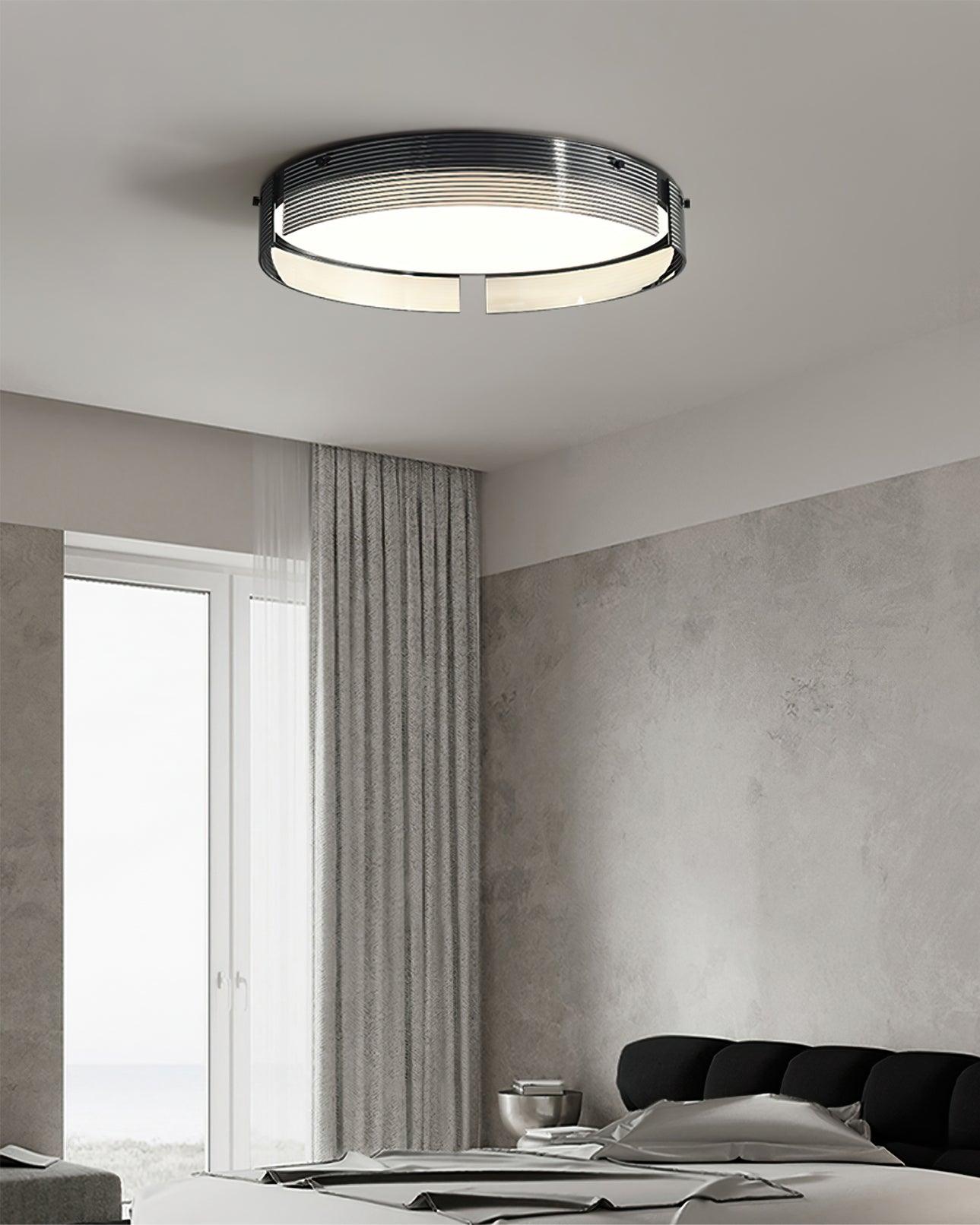 Stripe Brass Ceiling Lamp Circular Frame Modern Bedroom - Letslighting