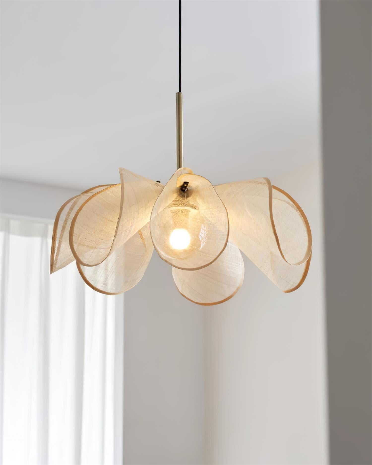 Pendant Lamp Petal Plant Fiber Shade Brown Soft Ambient Bohemian - Letslighting