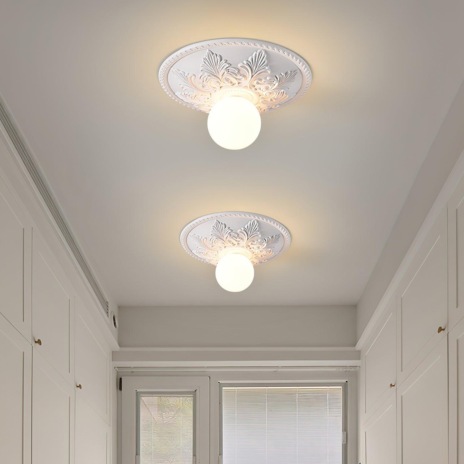 Ceiling Light Resin Canopy Glass Globe Classic Ornate - Letslighting